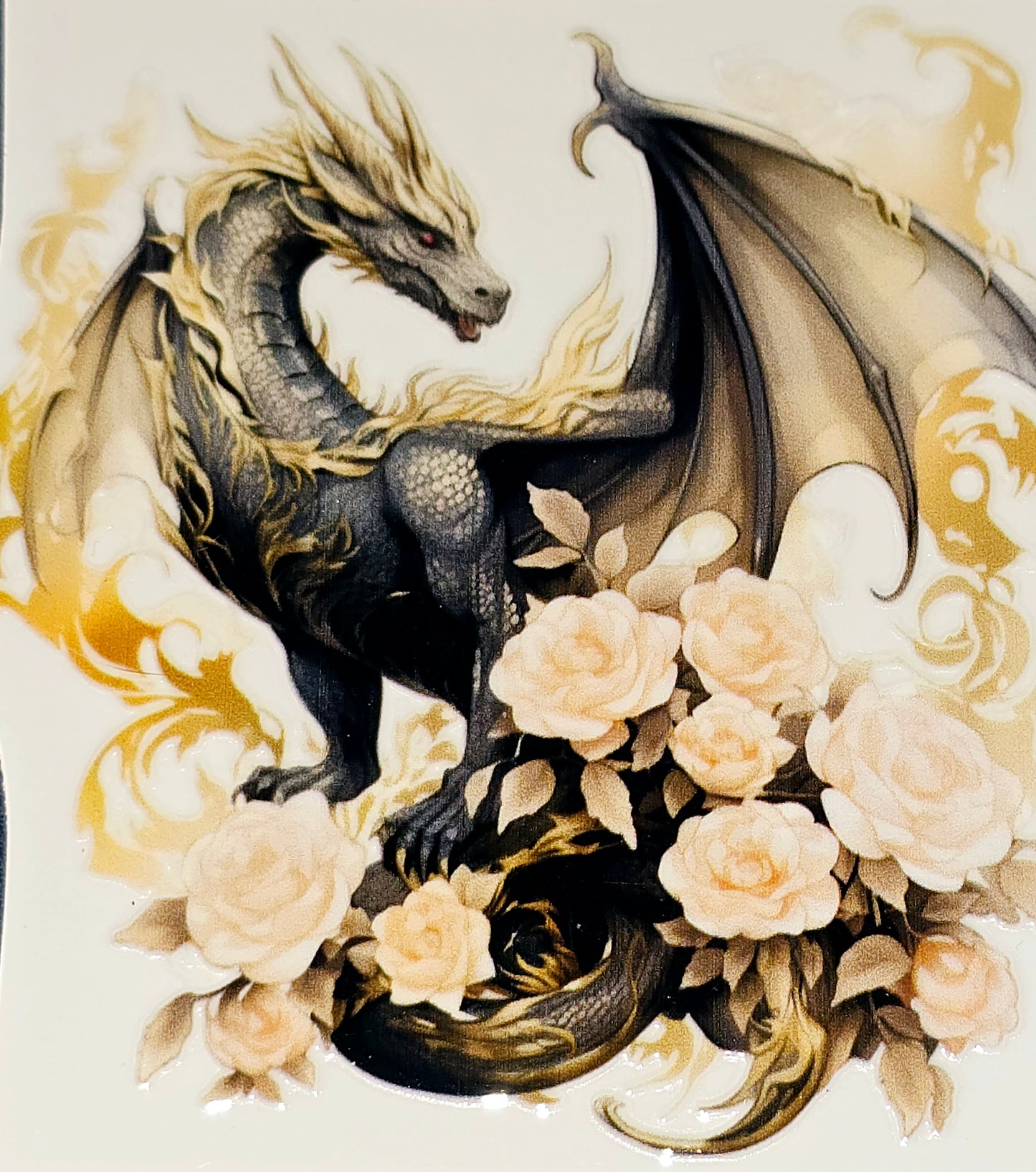Rainbow & pastel dragons medium clear UV DTF