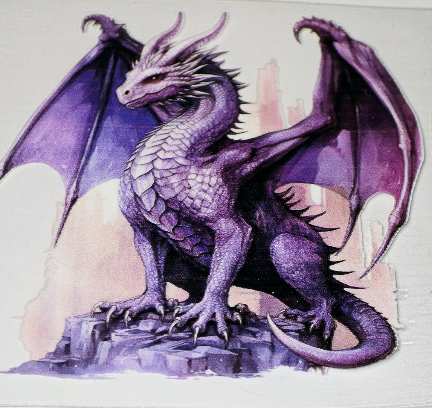 Rainbow & pastel dragons medium clear UV DTF