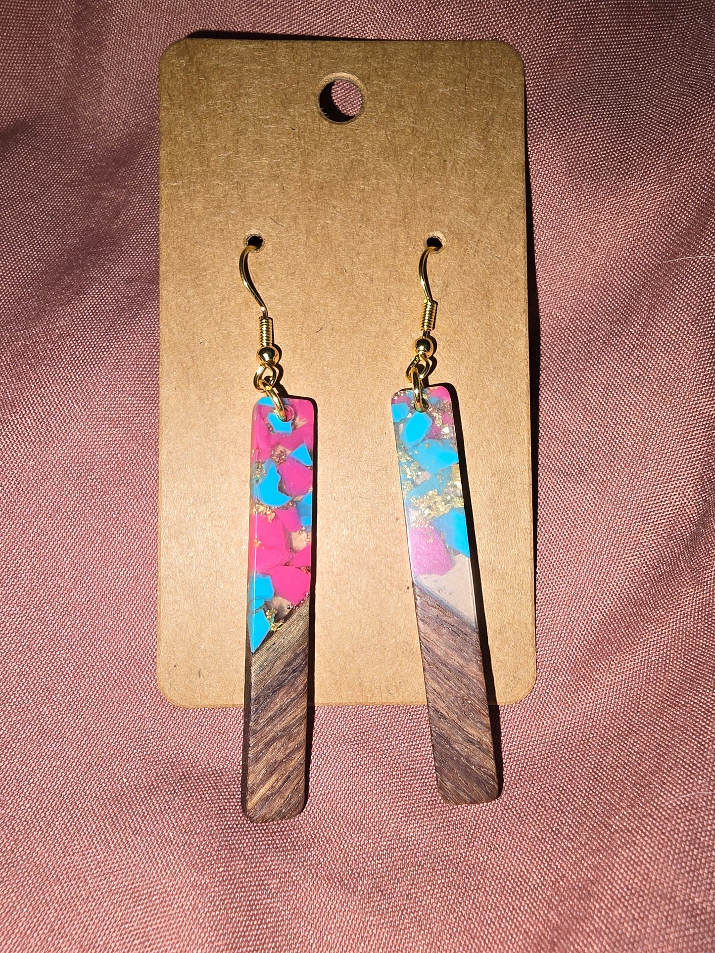 Summer fun wood and acrylic earrings