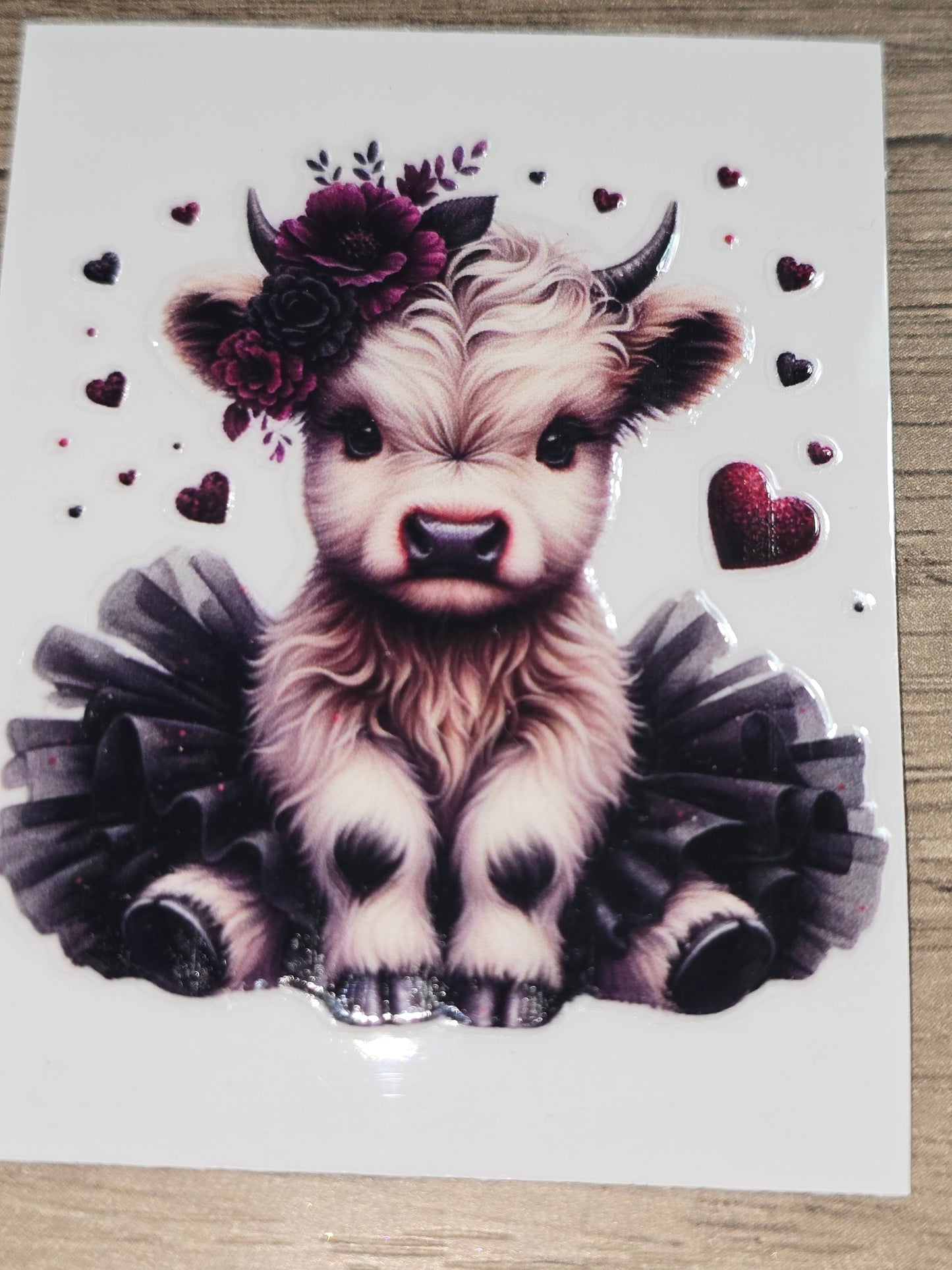 Fluffy cows in tu-tu's medium clear UV DTF