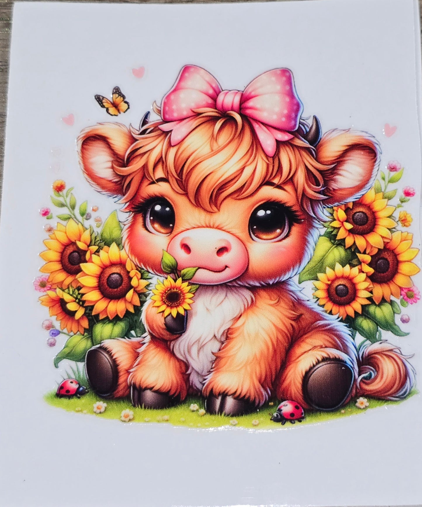 Fluffy cow large clear UVDTF
