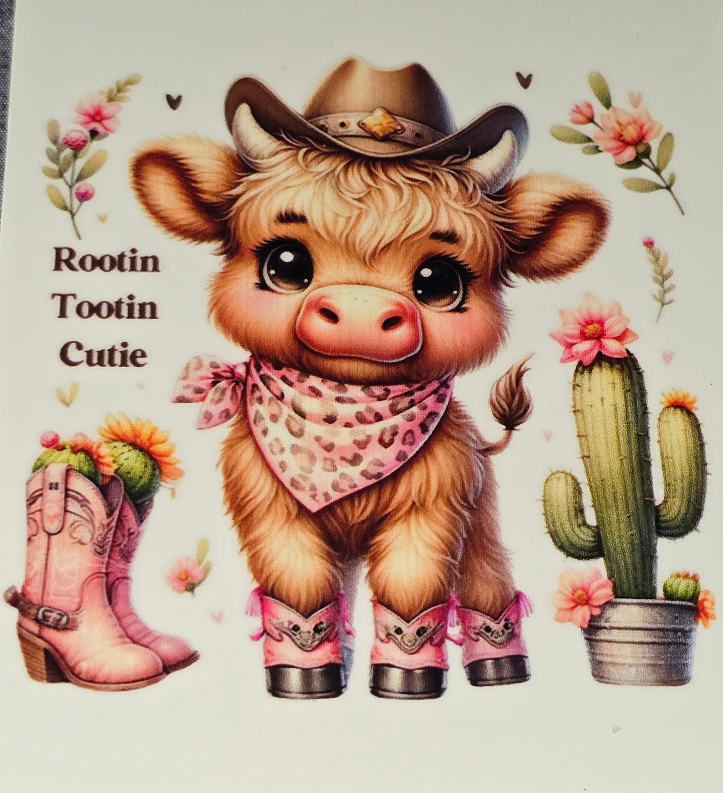 Fluffy cow large clear UVDTF