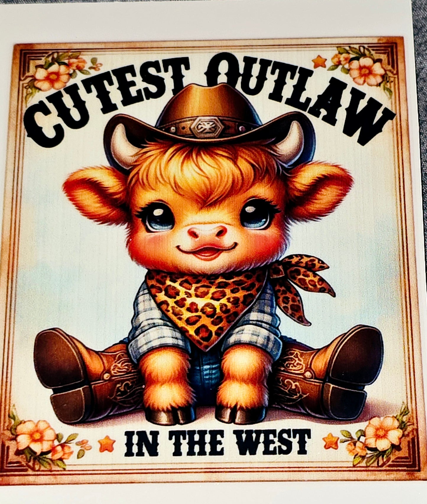 Fluffy cow large clear UVDTF