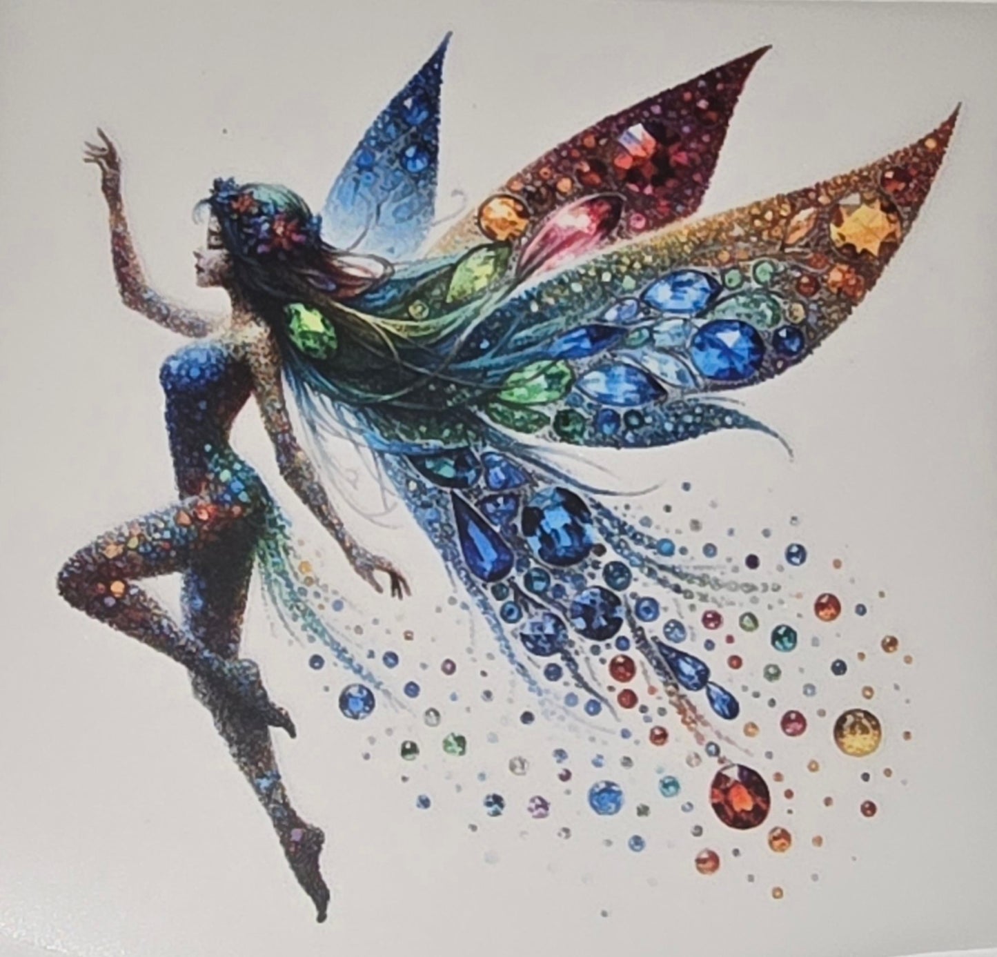 Jeweled fairy medium clear DTF iron on transfer