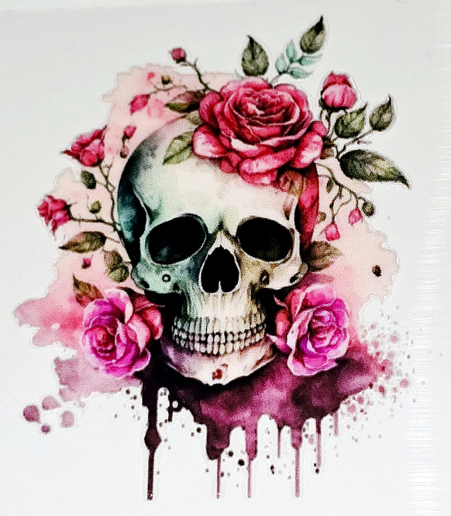 Floral skulls medium clear UV DTF