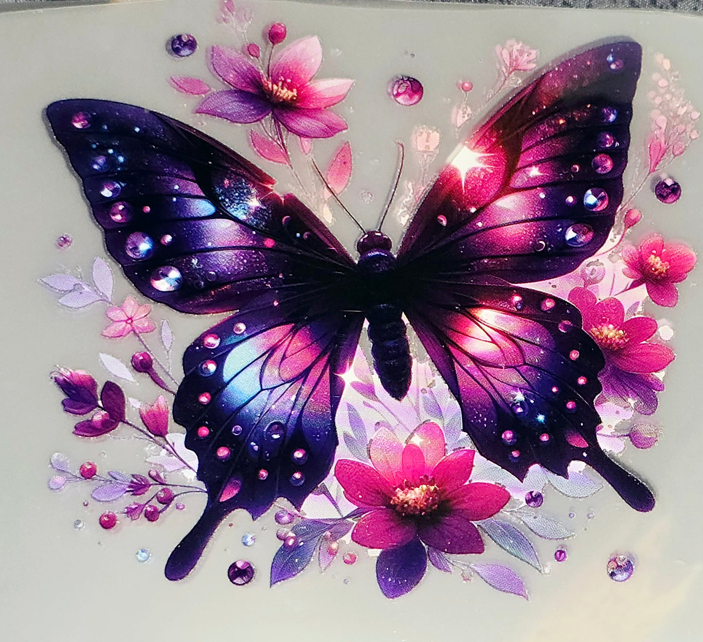 Butterfly floral medium clear DTF iron on transfer