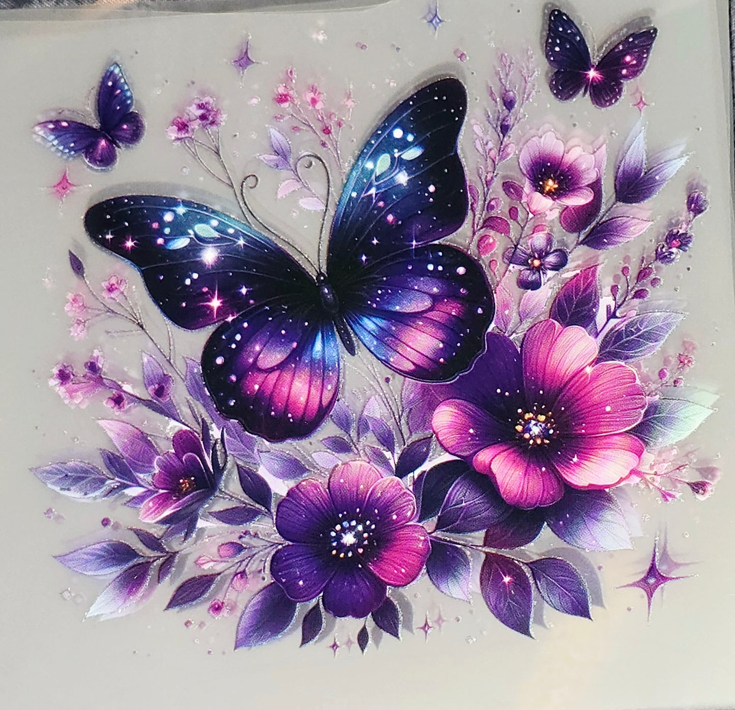 Butterfly floral medium clear DTF iron on transfer