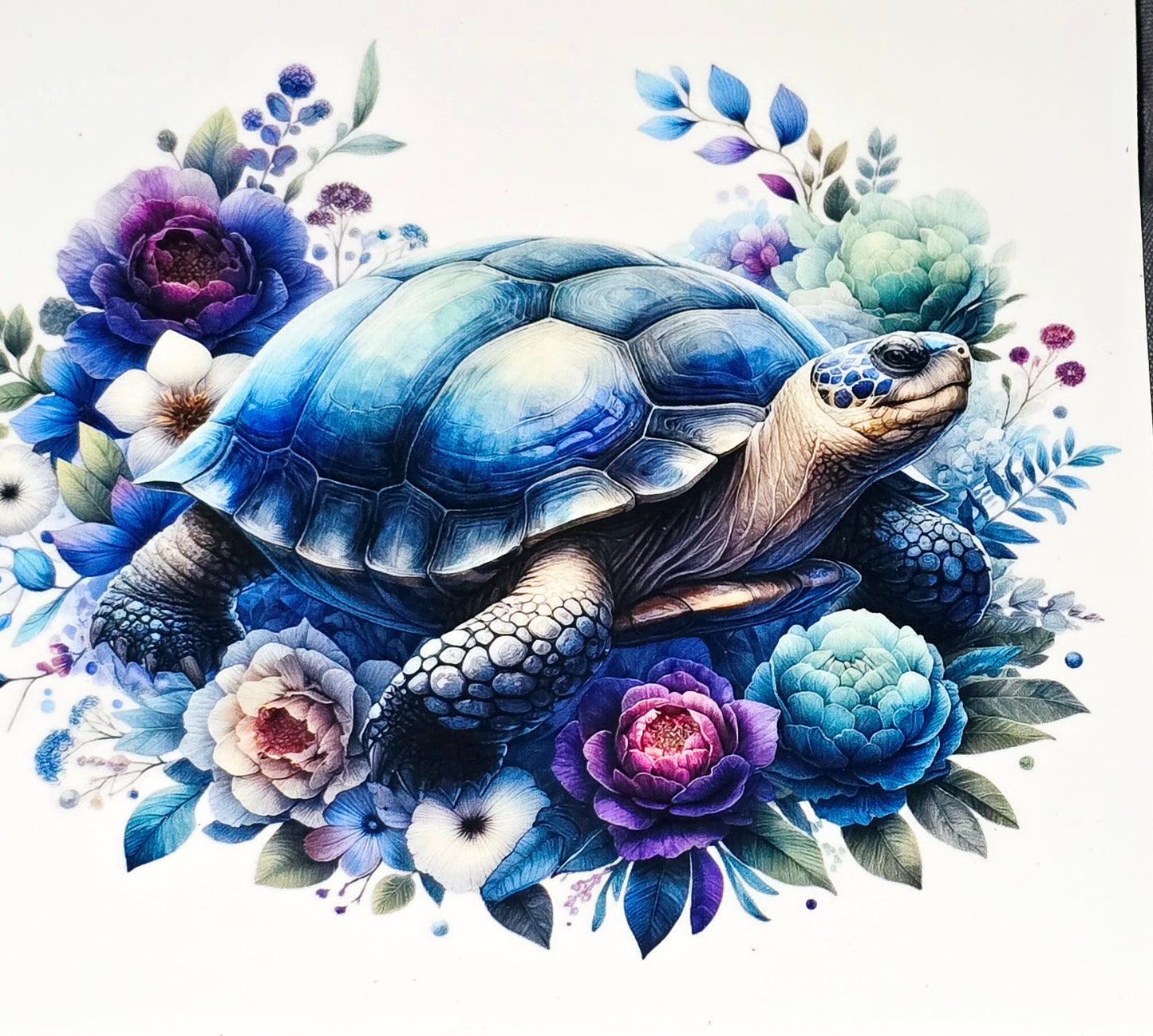 Floral turtles xl clear UV DTF