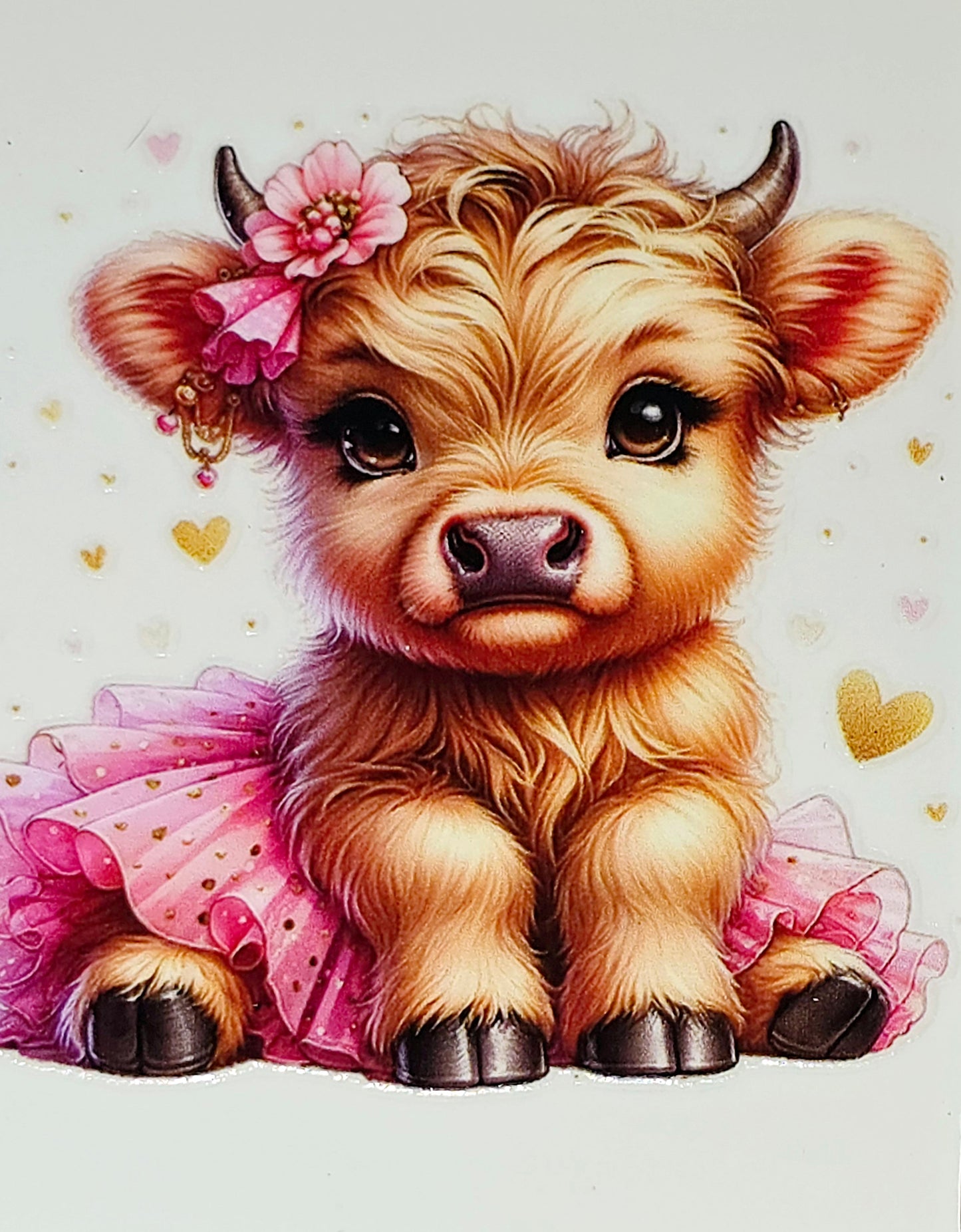 Fluffy cows in tu-tu's medium clear UV DTF