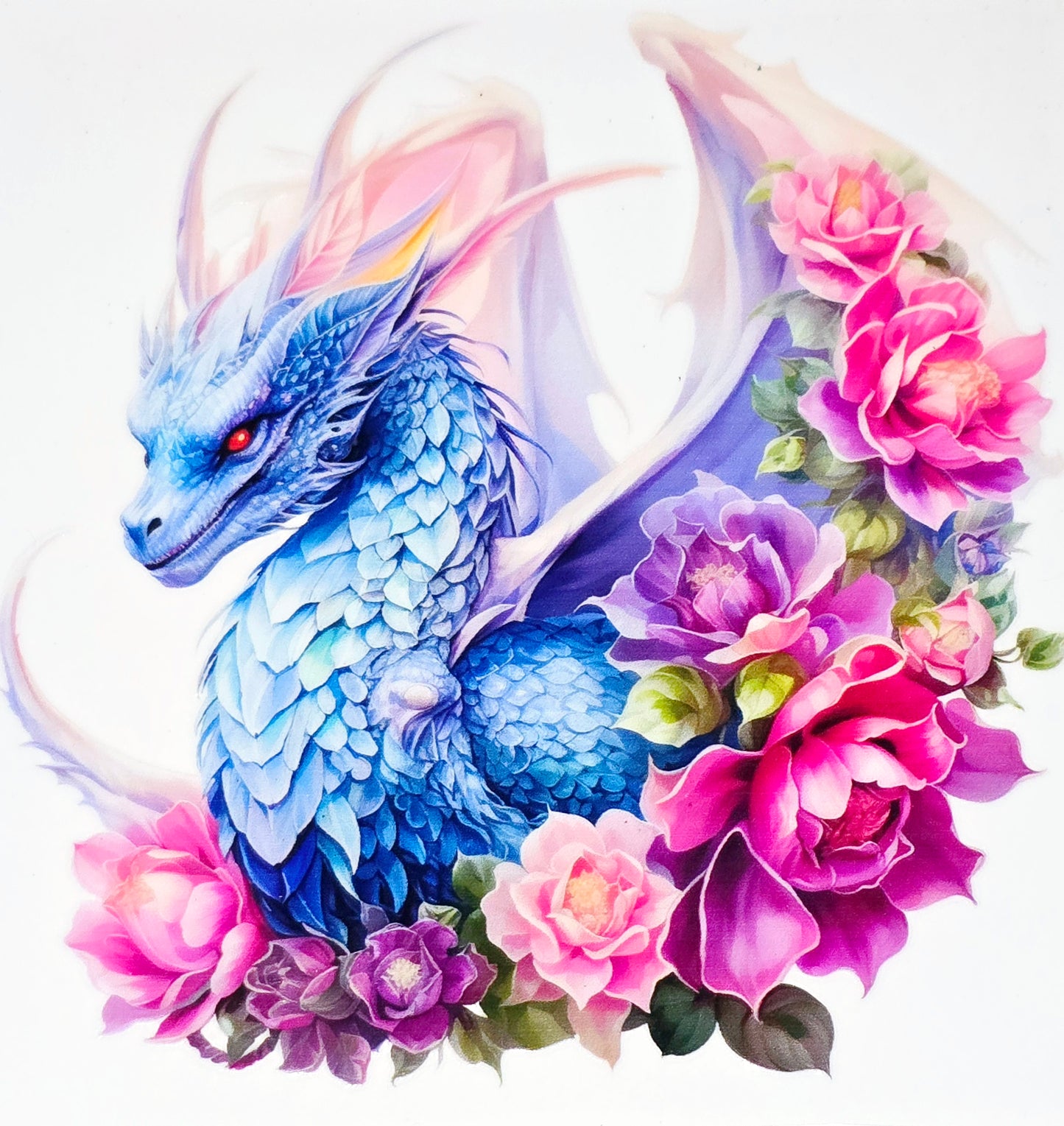 Pastel and rainbow dragon xl clear UV DTF