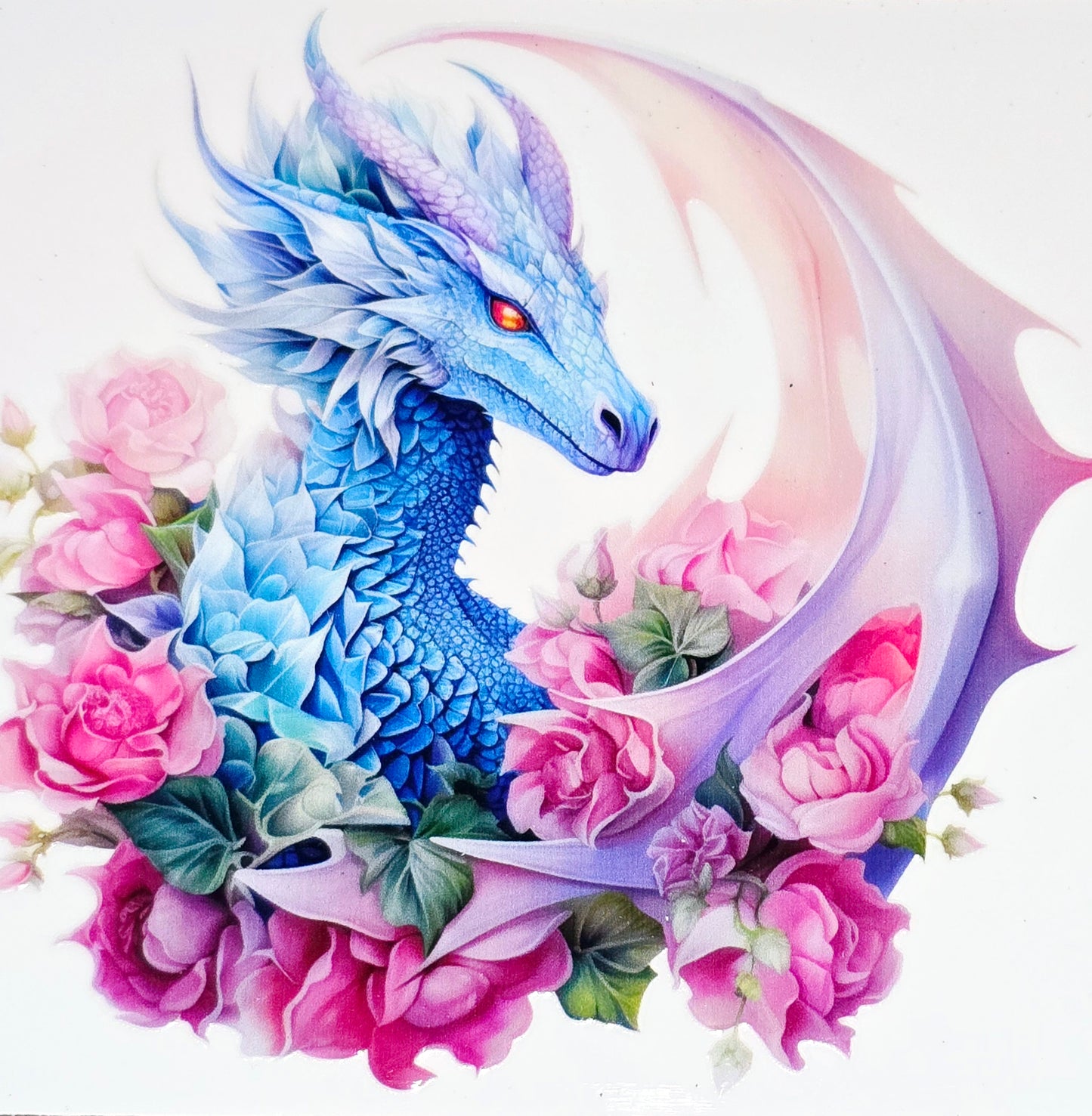 Pastel and rainbow dragon xl clear UV DTF