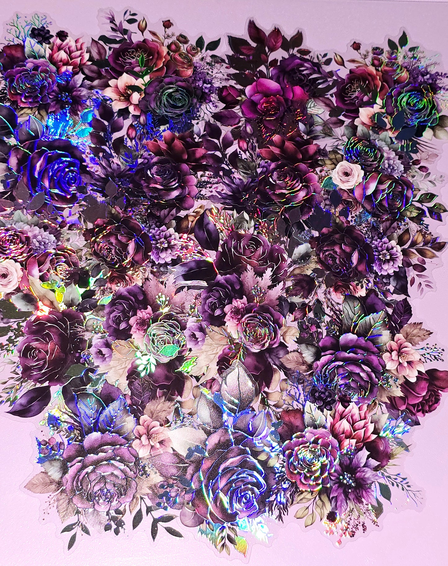 Holographic floral medium clear UV DTF