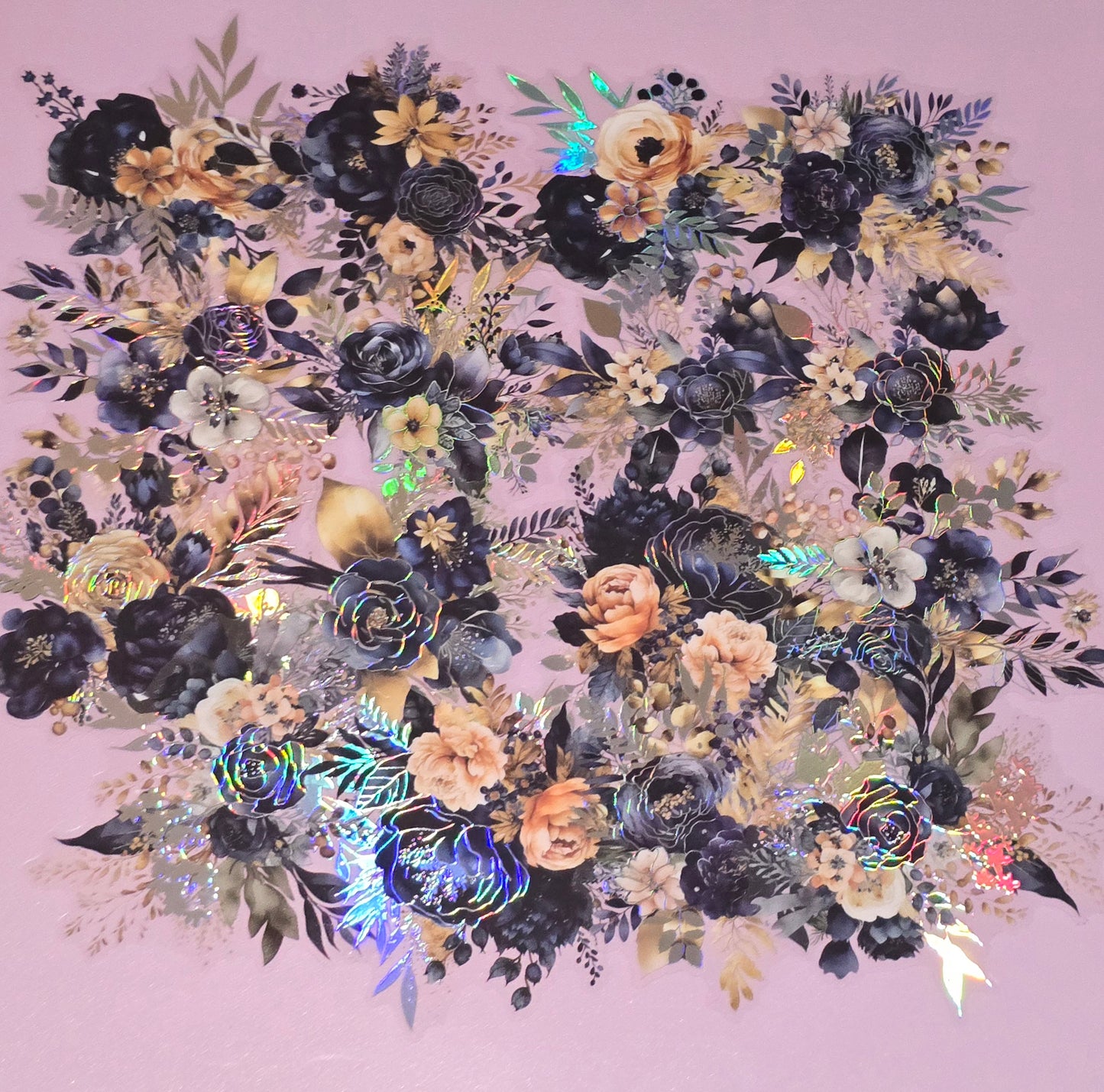 Floral holographic medium clear UV DTF