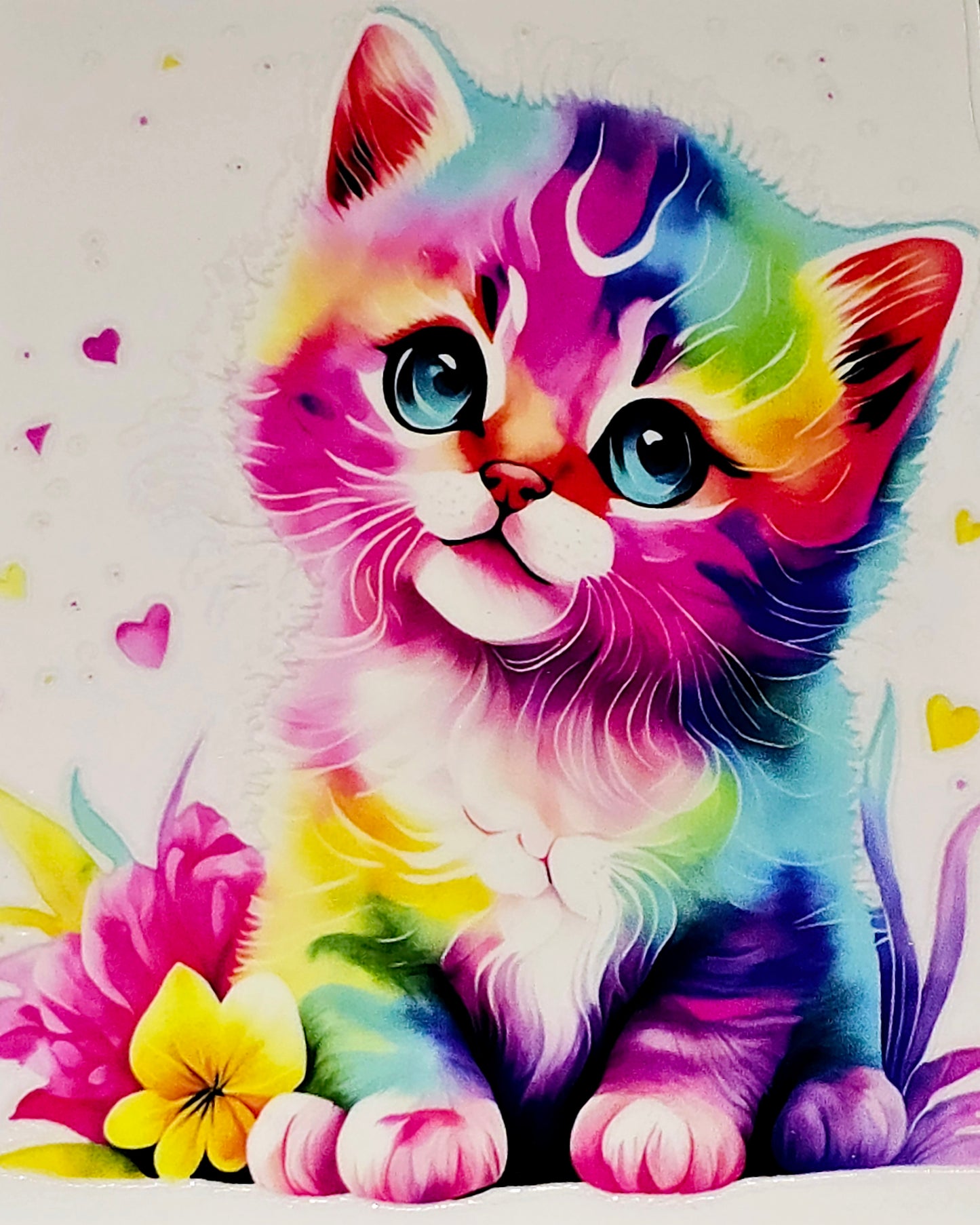Cat abstract, watercolor large clear UV DTF