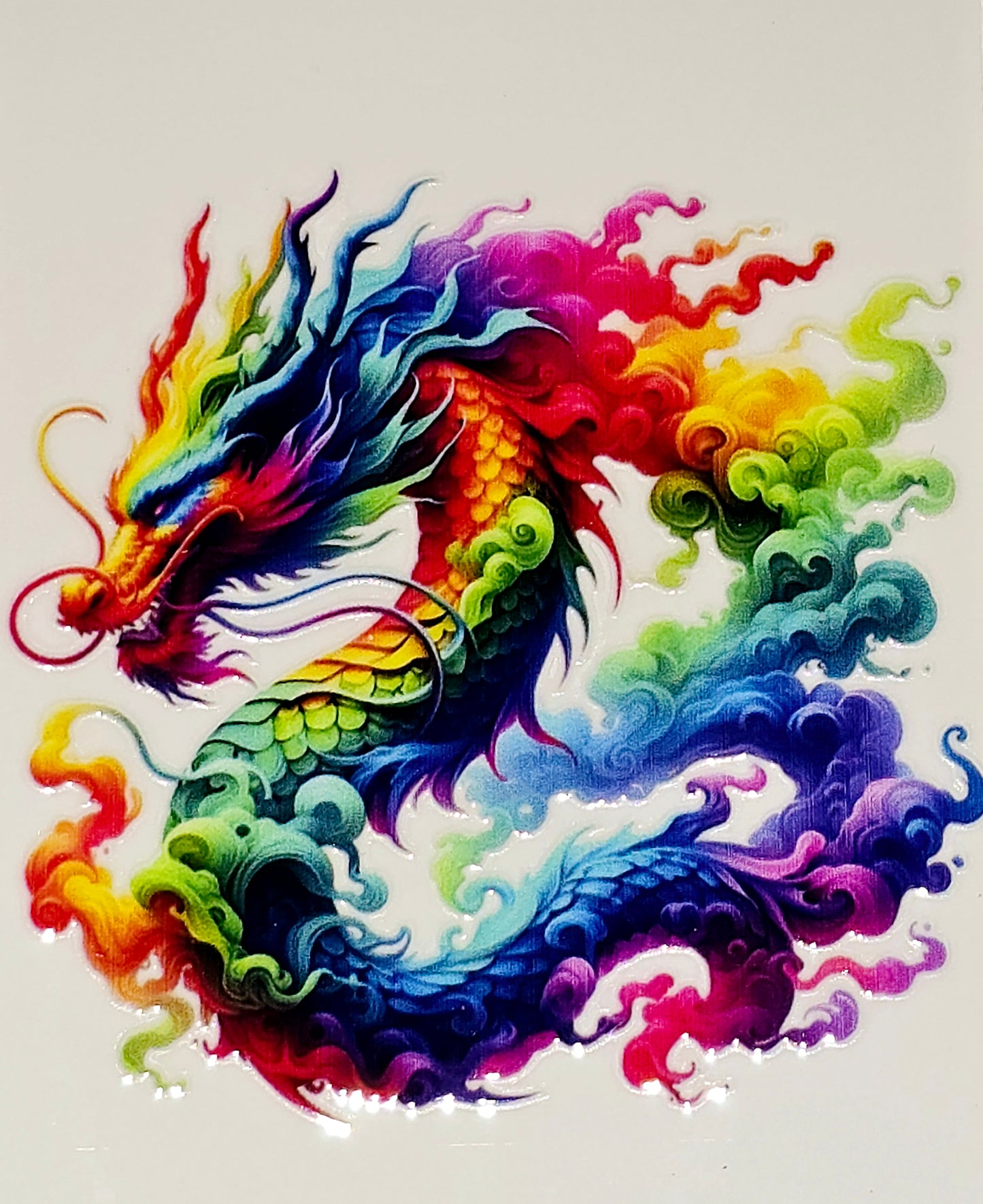 Rainbow & pastel dragons medium clear UV DTF