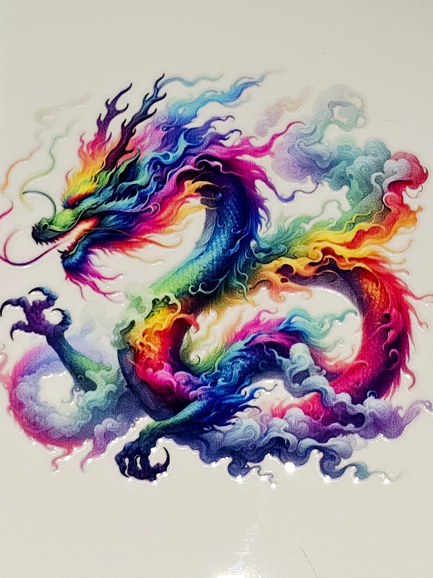 Rainbow & pastel dragons medium clear UV DTF
