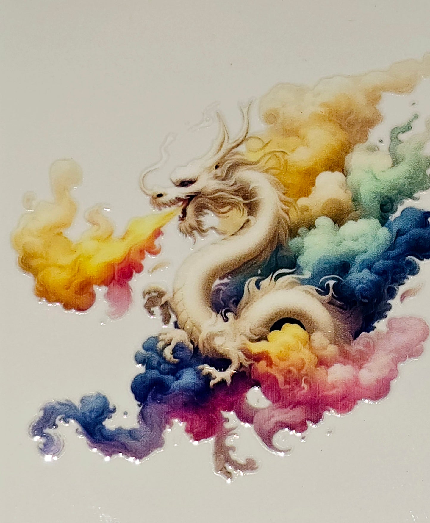 Rainbow & pastel dragons medium clear UV DTF