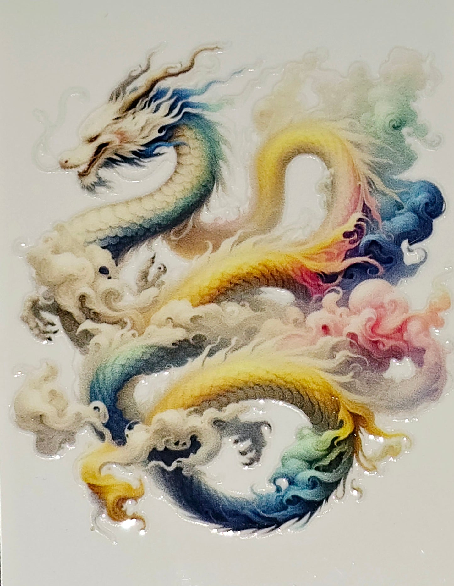 Rainbow & pastel dragons medium clear UV DTF