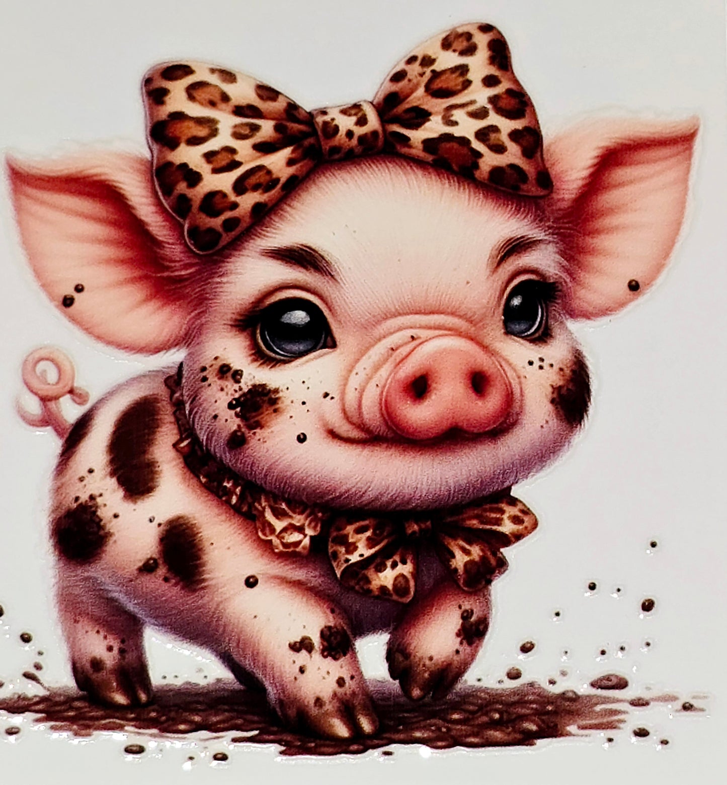 Lil piggies medium clear UV DTF