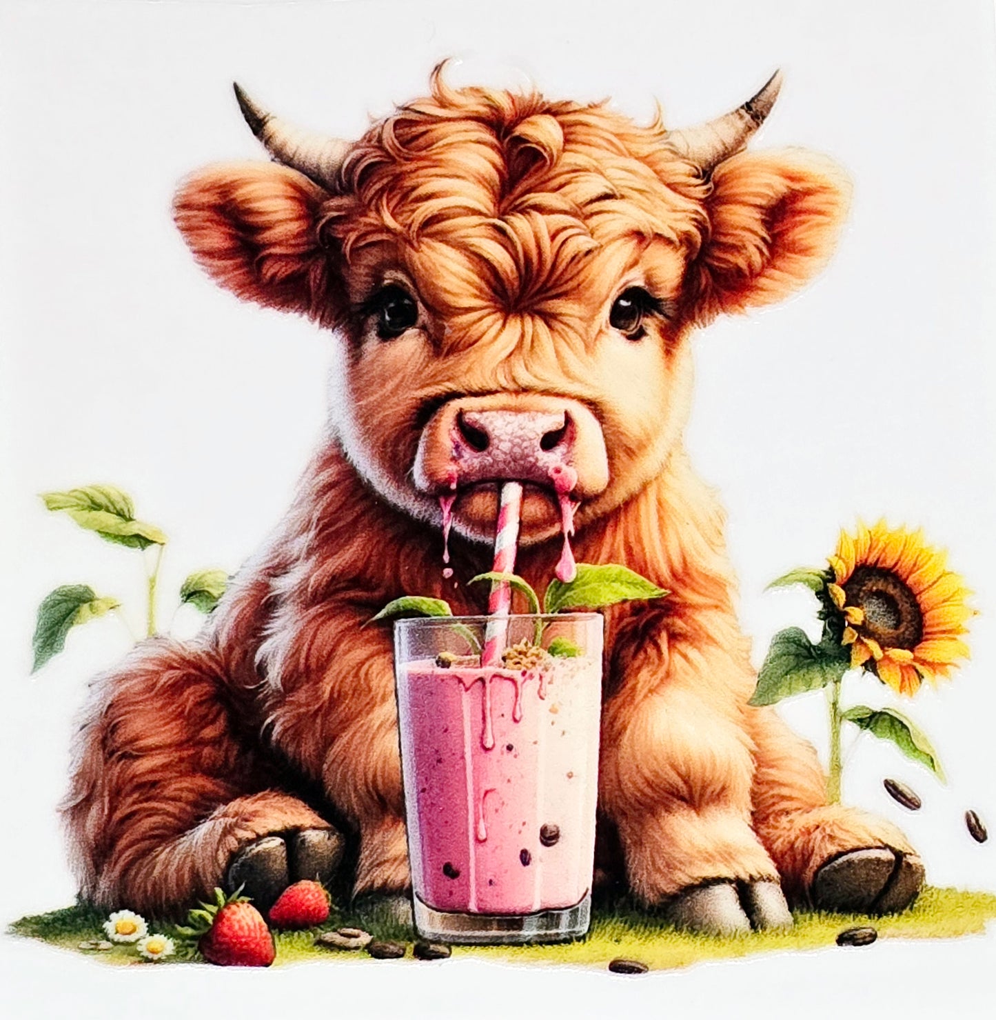 Fluffy cow foodies medium clear UV DTF