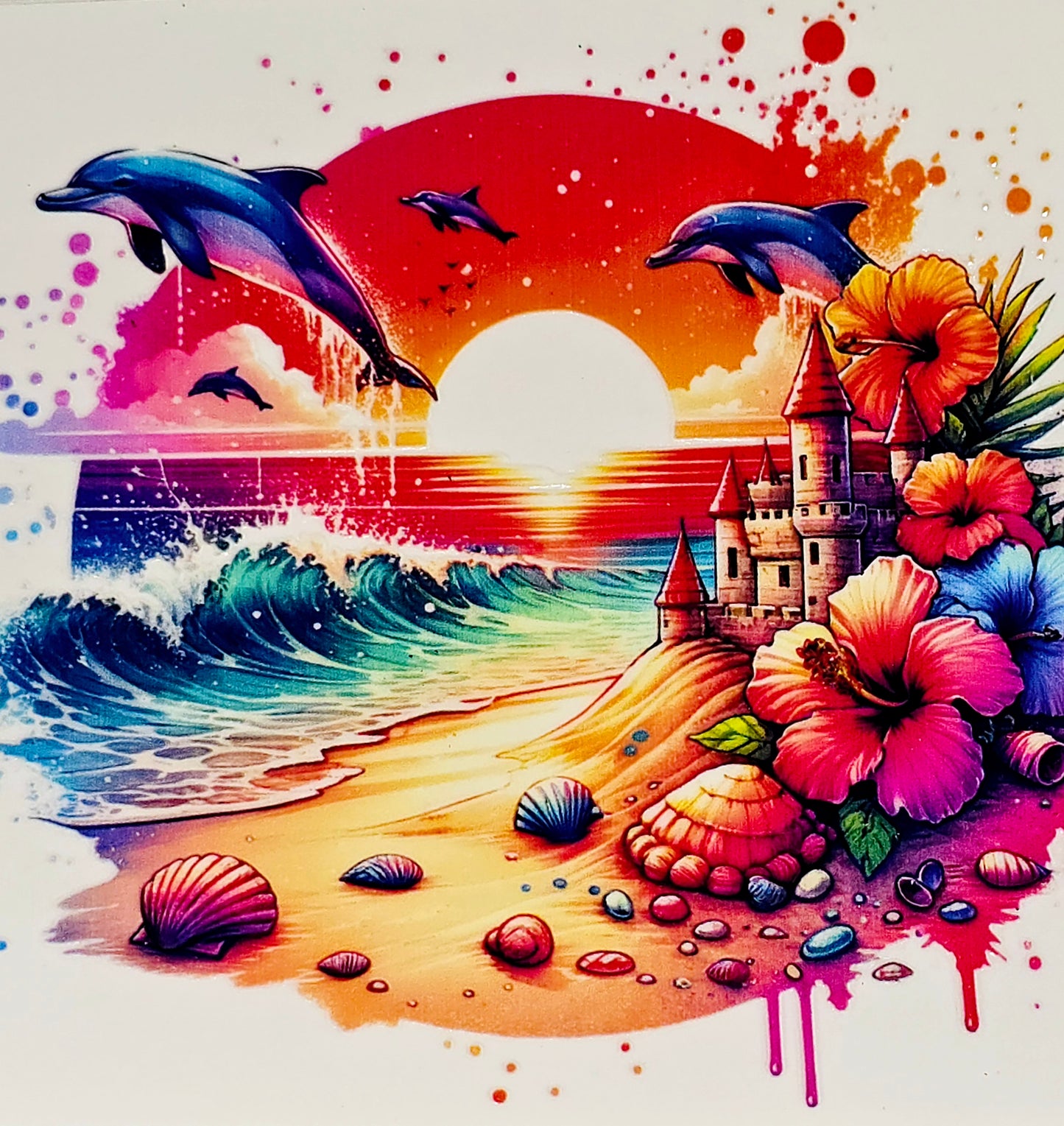 Sunset beach xl clear UV DTF
