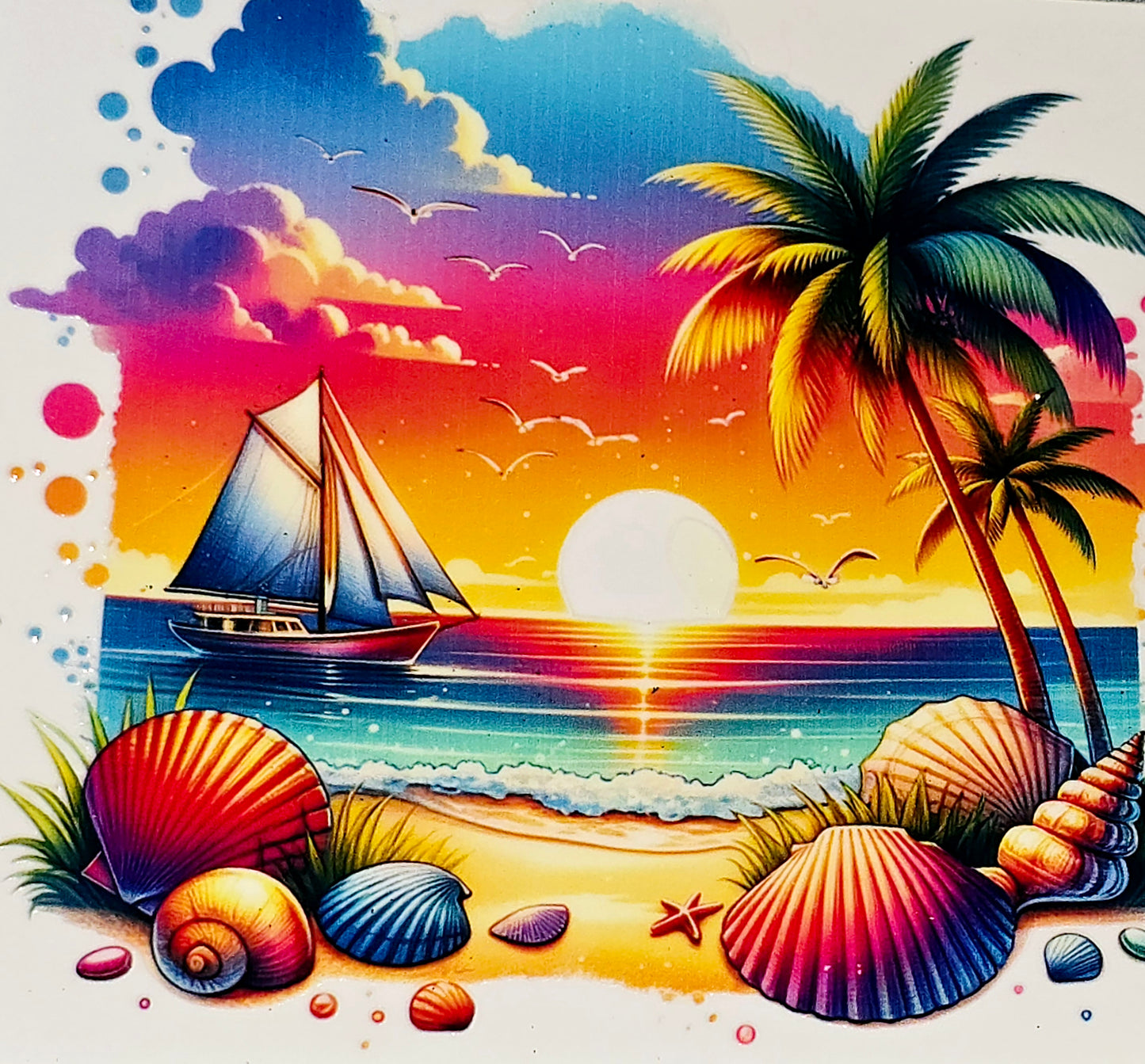 Sunset beach xl clear UV DTF