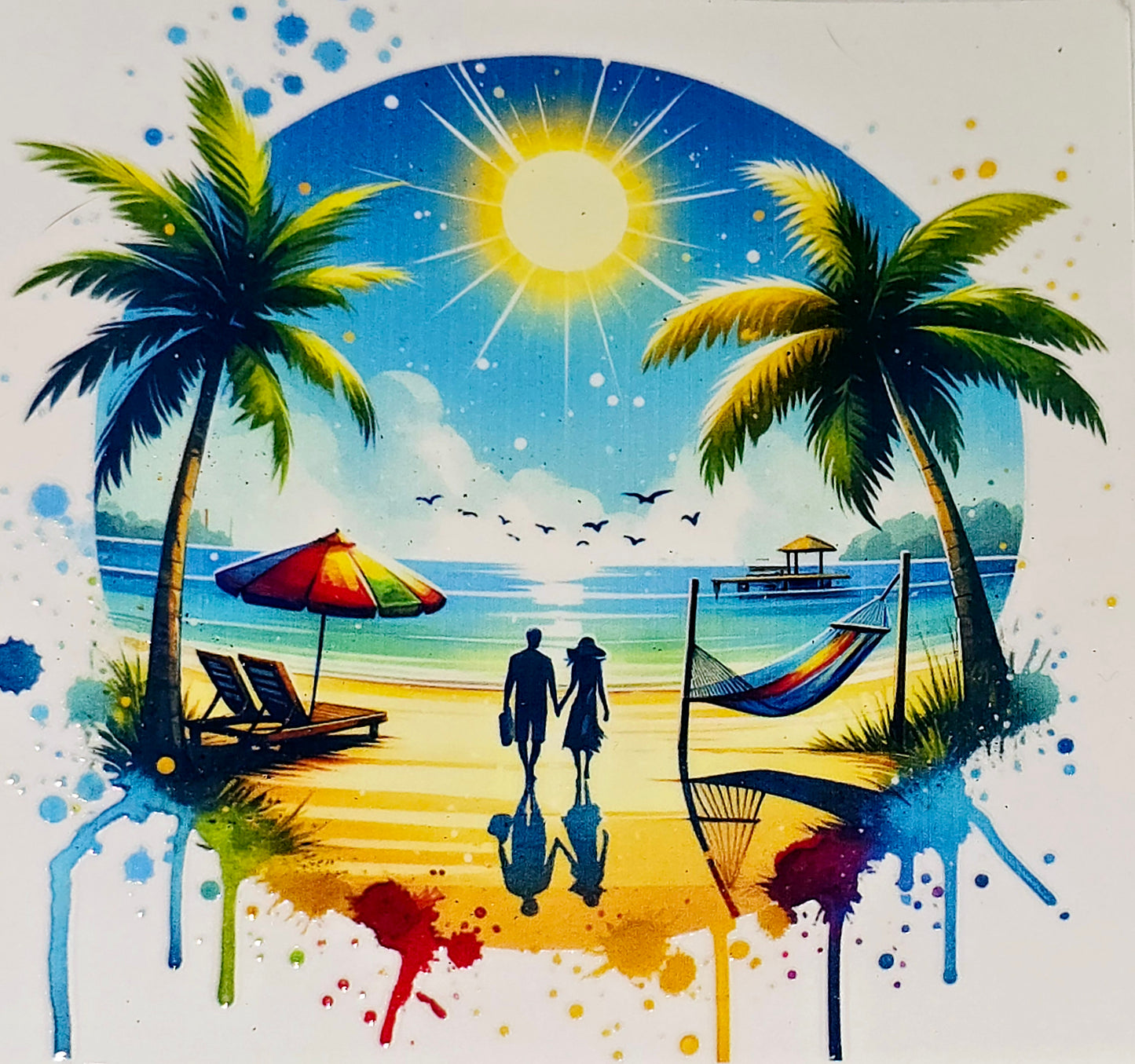 Sunset beach xl clear UV DTF