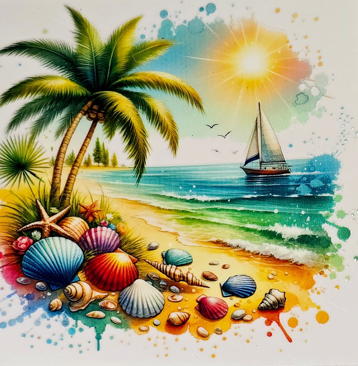 Sunset beach xl clear UV DTF