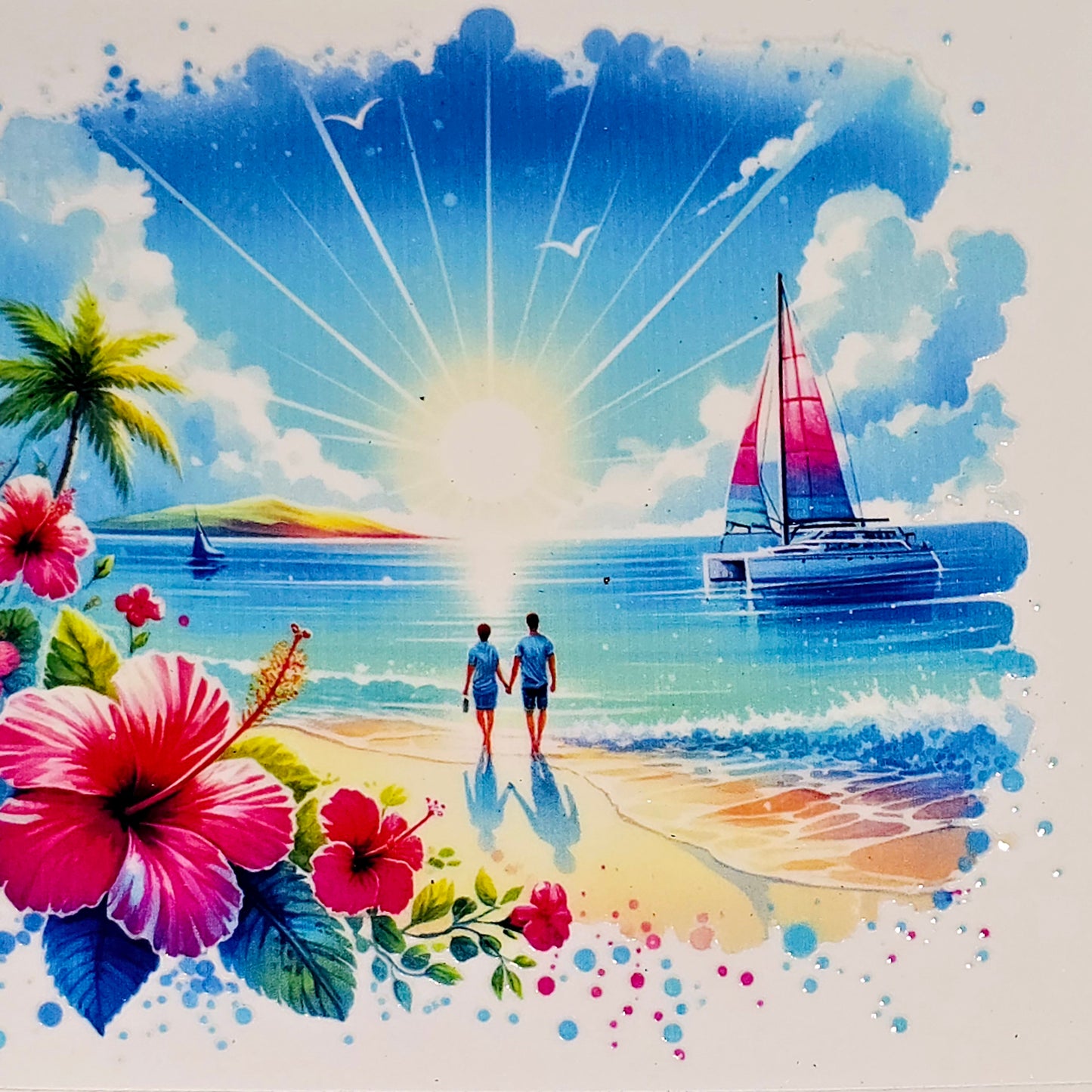 Sunset beach xl clear UV DTF