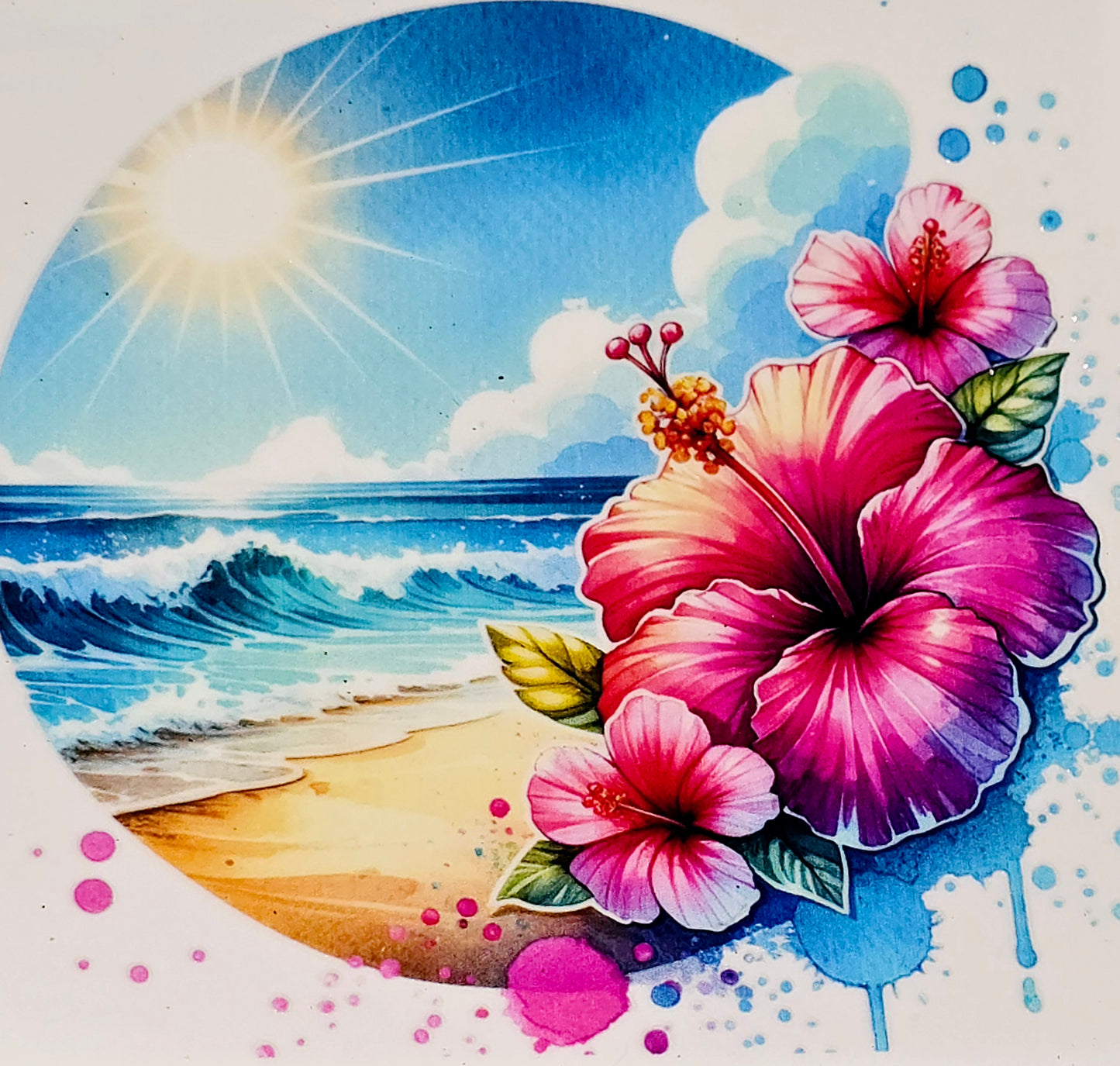 Sunset beach xl clear UV DTF