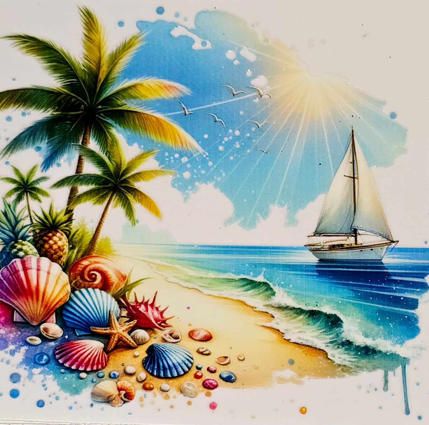 Sunset beach xl clear UV DTF