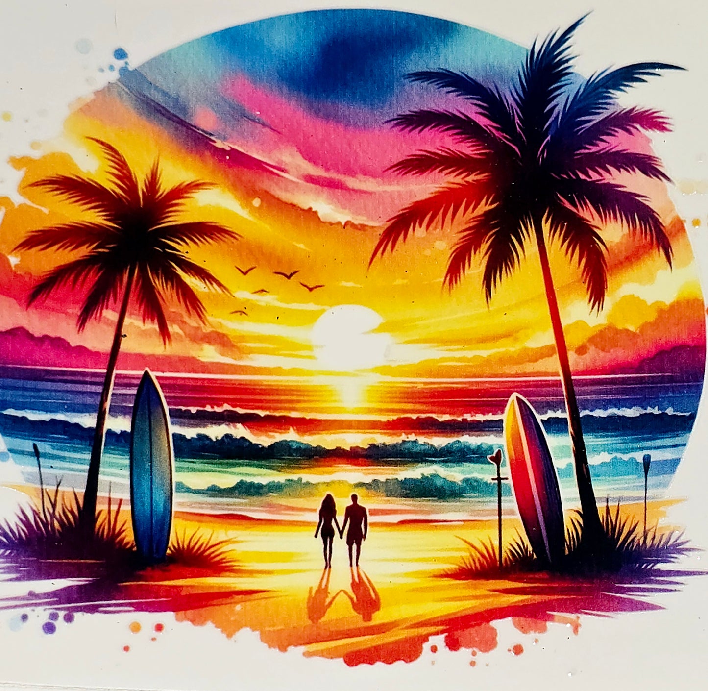 Sunset beach xl clear UV DTF