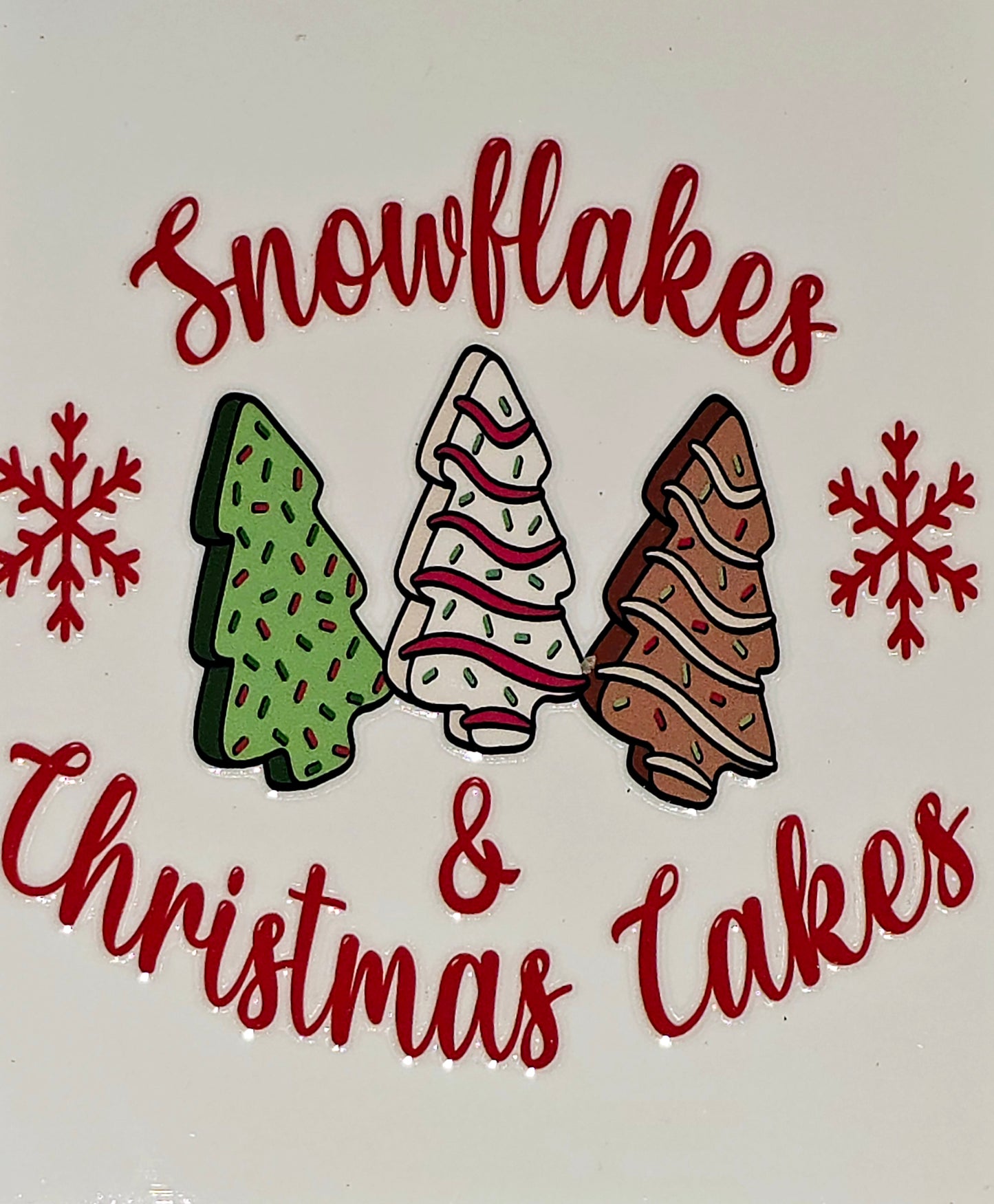 Oh Christmas Tree Cakes large and xl clear UV DTF
