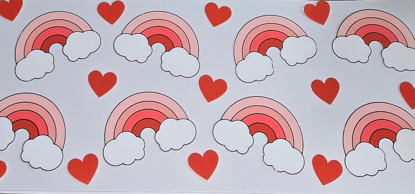 Hearts & rainbows clear UV DTF wrap