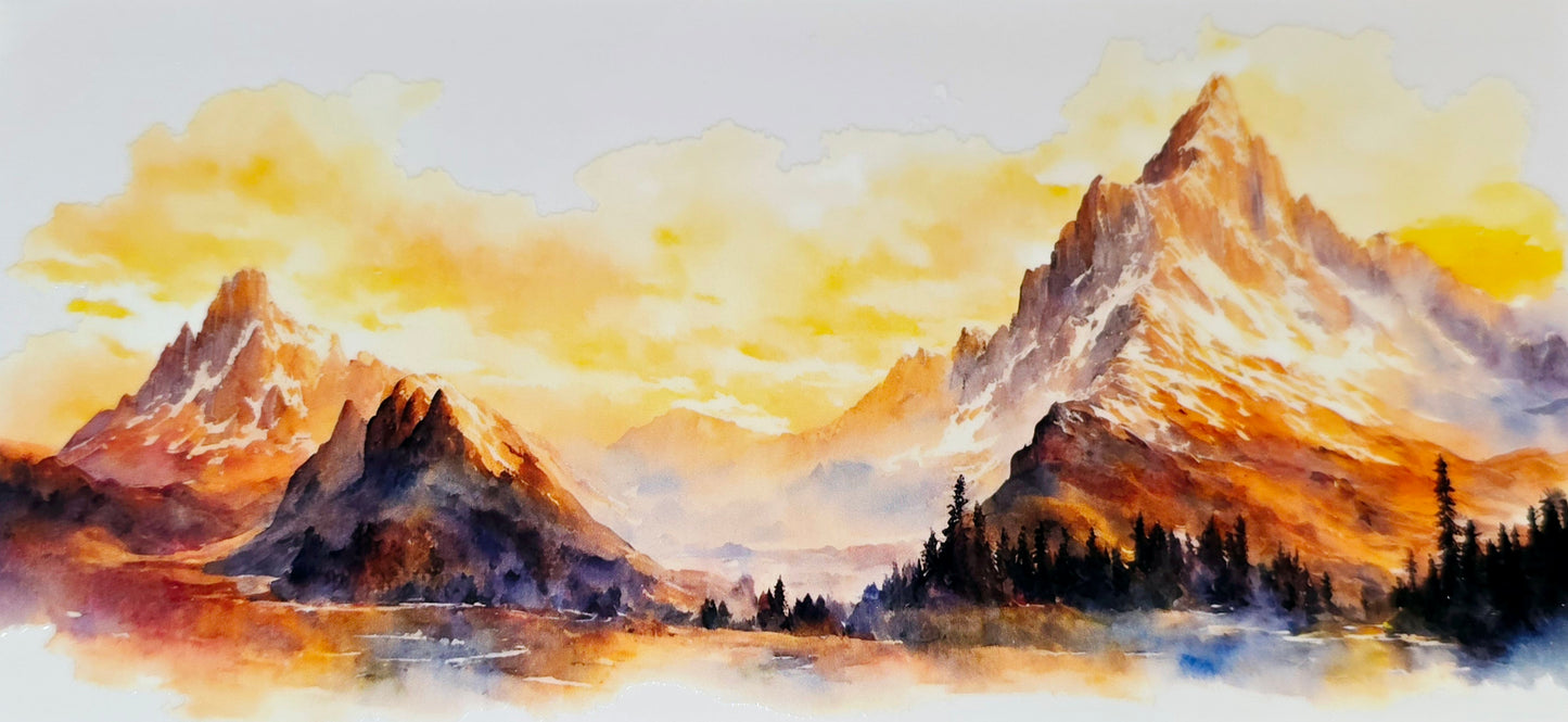 Watercolor scenic views clear uv dtf wrap