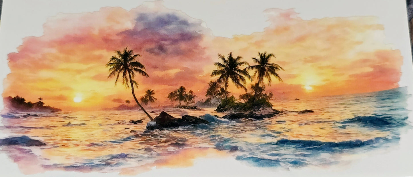 Watercolor scenic views clear uv dtf wrap