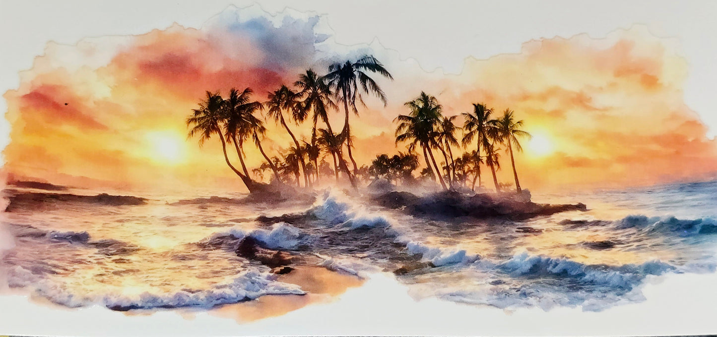 Watercolor scenic views clear uv dtf wrap