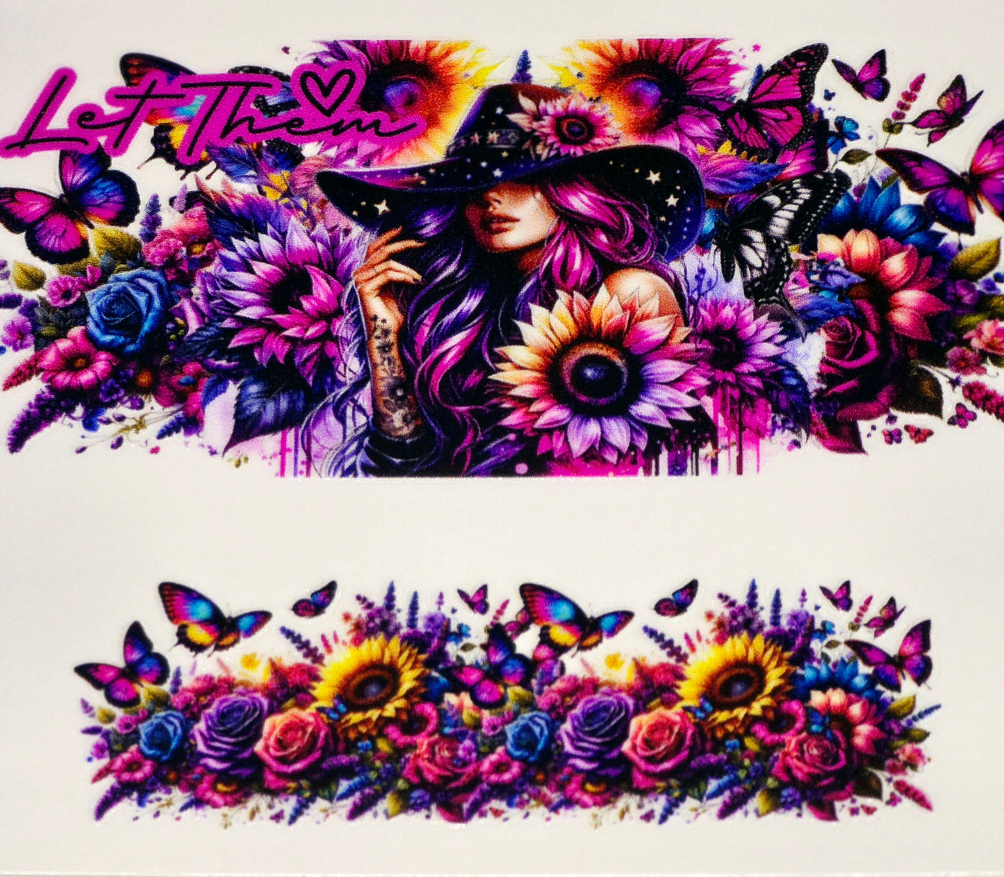 Floral women affirmation mini tumbler clear UV DTF wraps