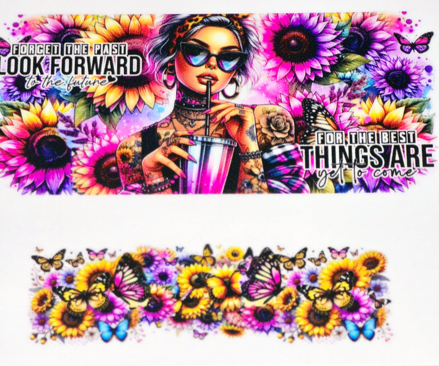 Floral women affirmation mini tumbler clear UV DTF wraps
