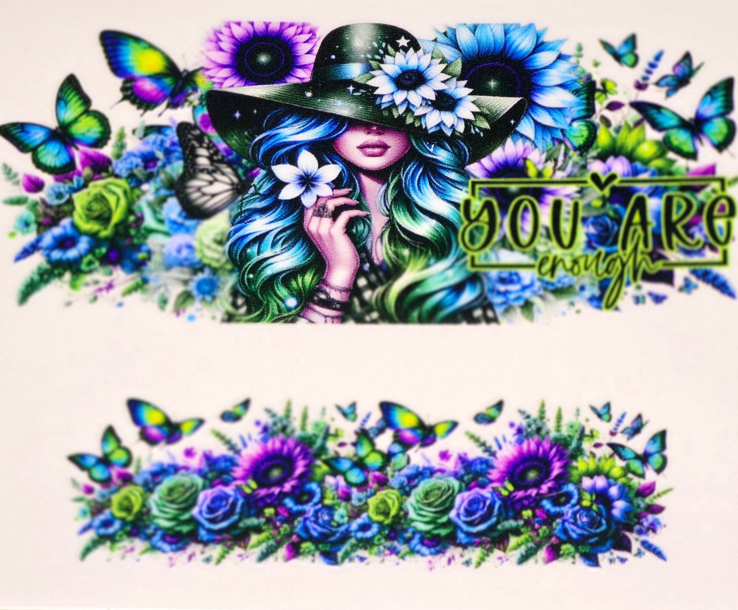 Floral women affirmation mini tumbler clear UV DTF wraps