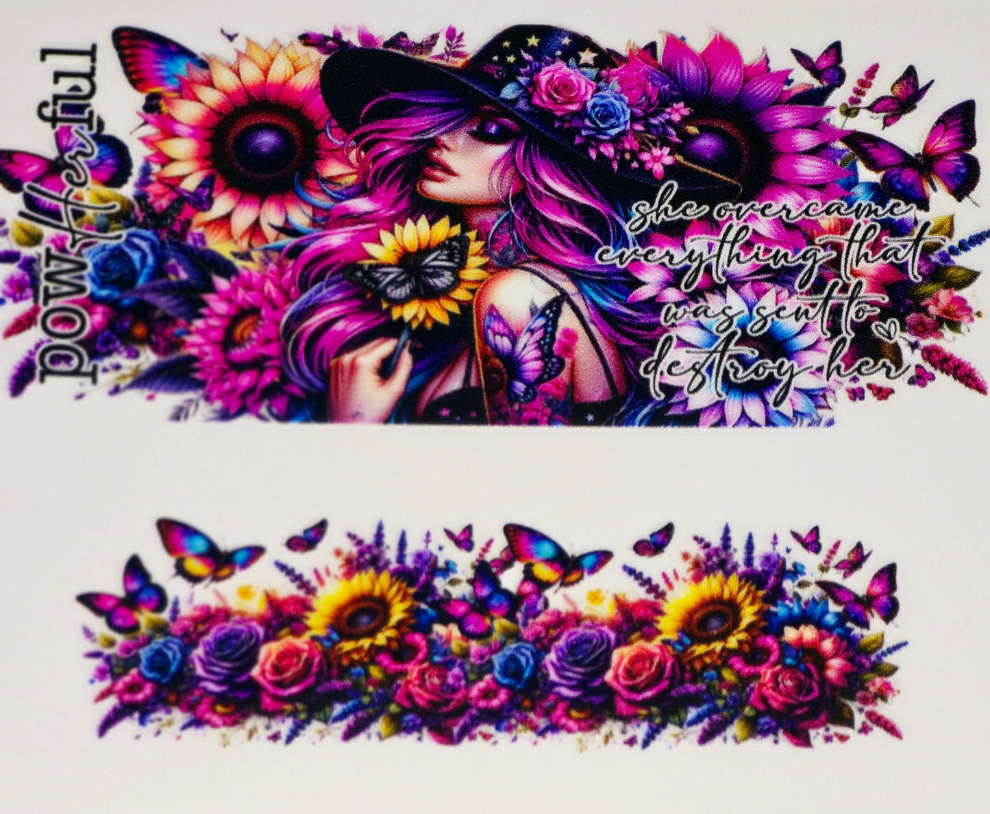 Floral women affirmation mini tumbler clear UV DTF wraps