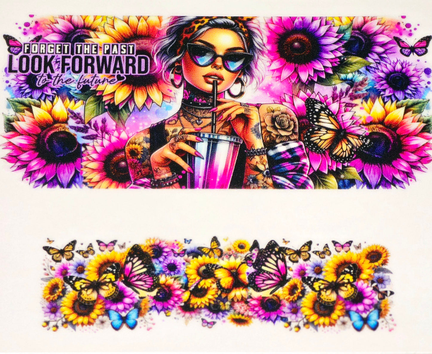 Floral women affirmation mini tumbler clear UV DTF wraps