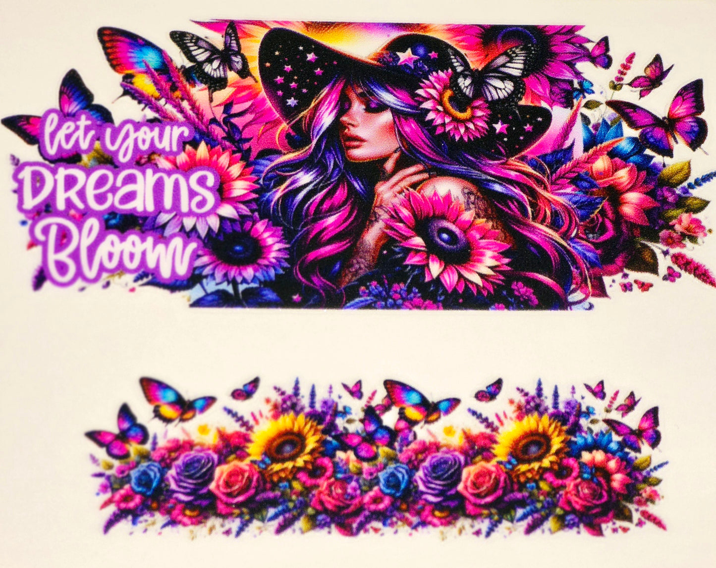 Floral women affirmation mini tumbler clear UV DTF wraps
