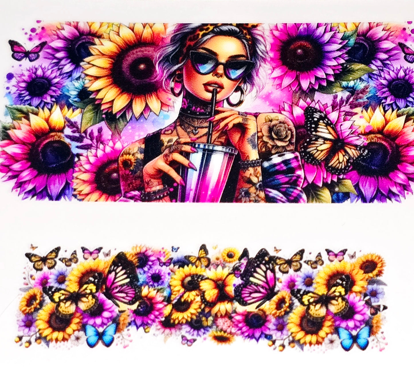 Floral women affirmation mini tumbler clear UV DTF wraps