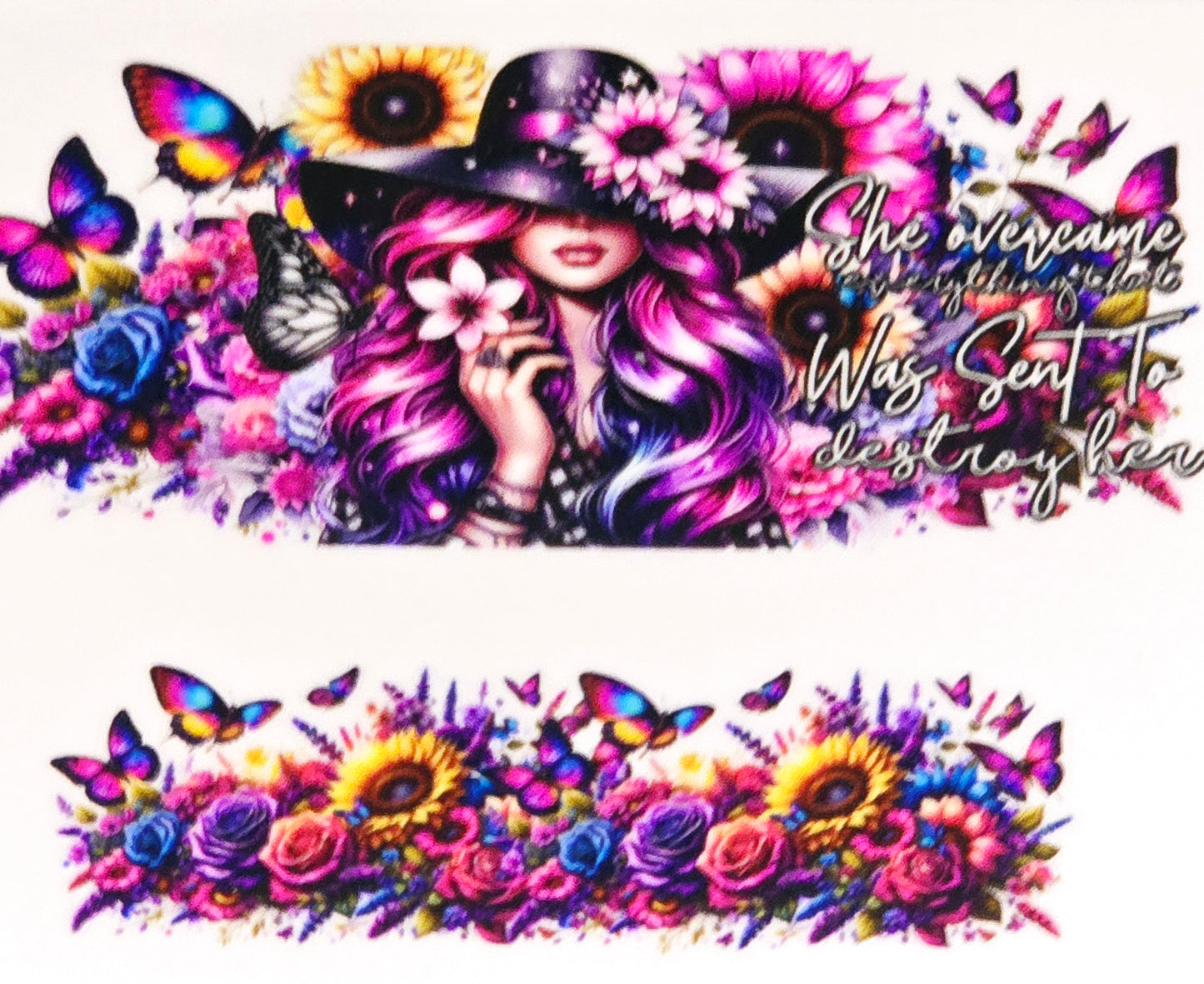 Floral women affirmation mini tumbler clear UV DTF wraps