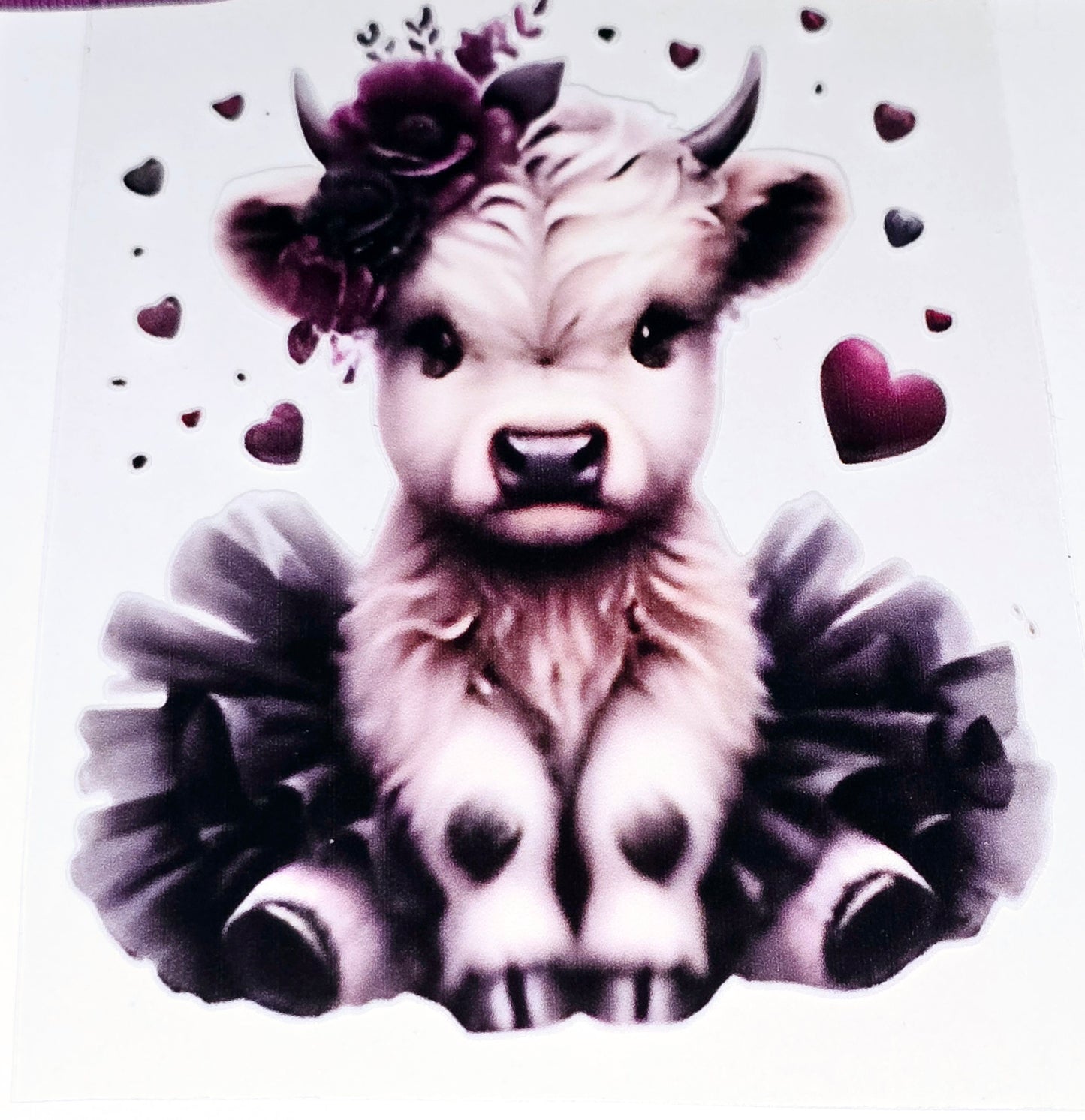 Large fluffy cows in tu-tu's clear UV DTF