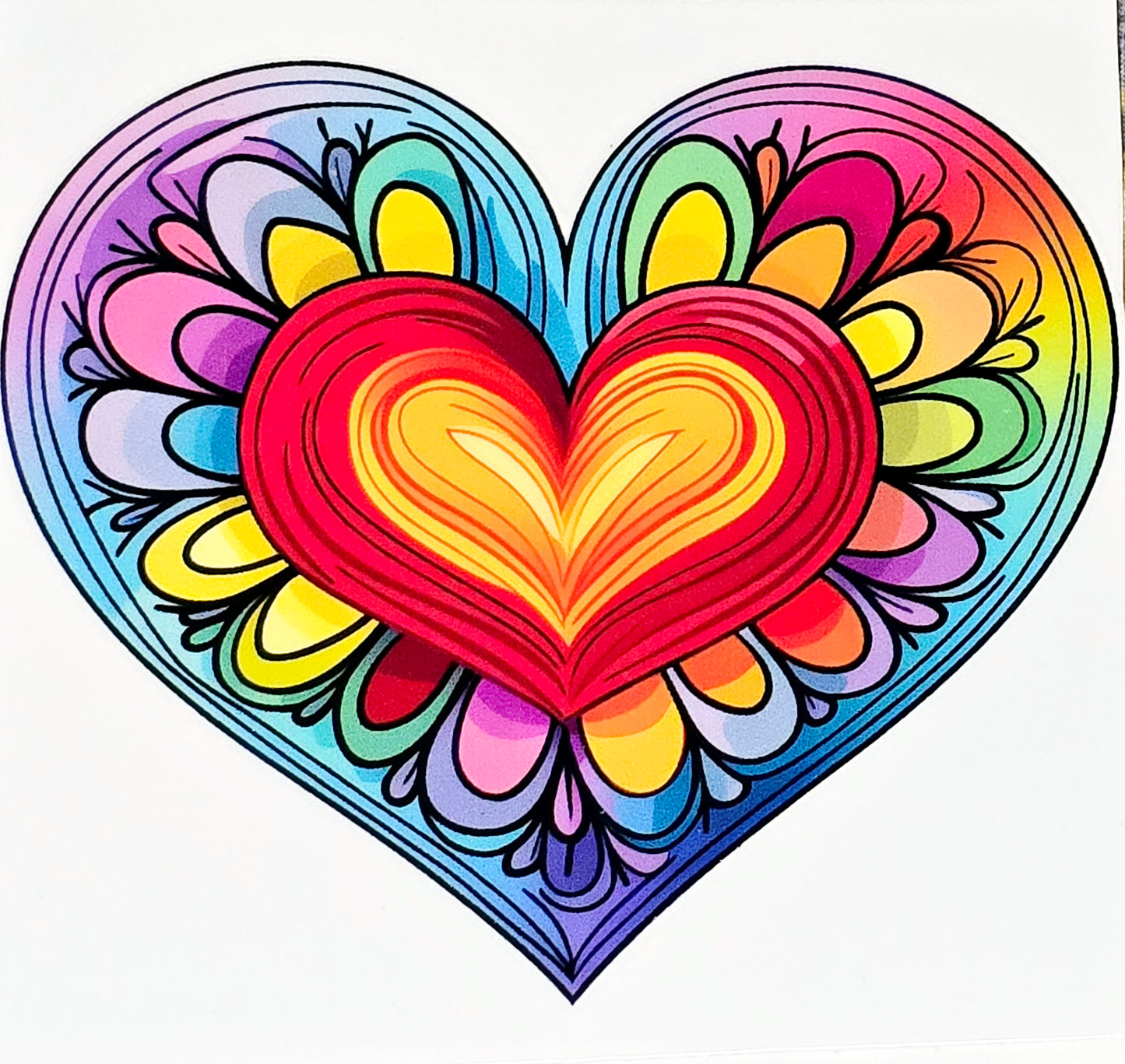 Artistic designs rainbow hearts medium clear UV DTF