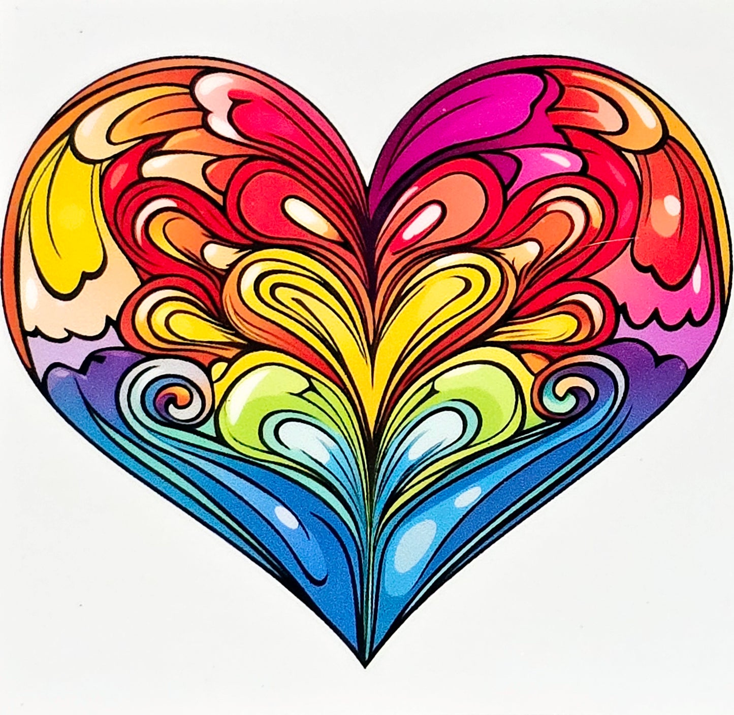 Artistic designs rainbow hearts medium clear UV DTF
