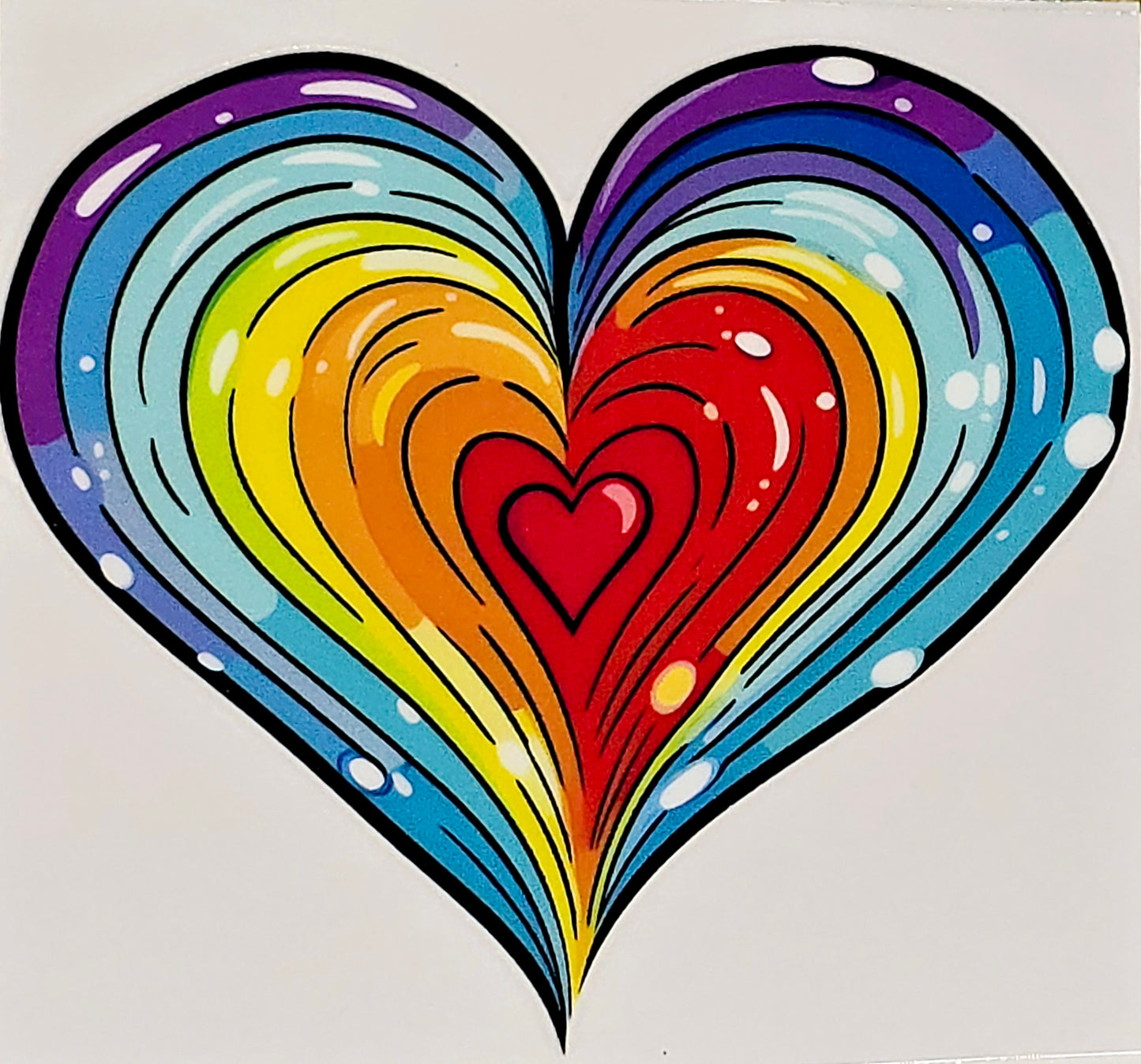 Artistic designs rainbow hearts medium clear UV DTF