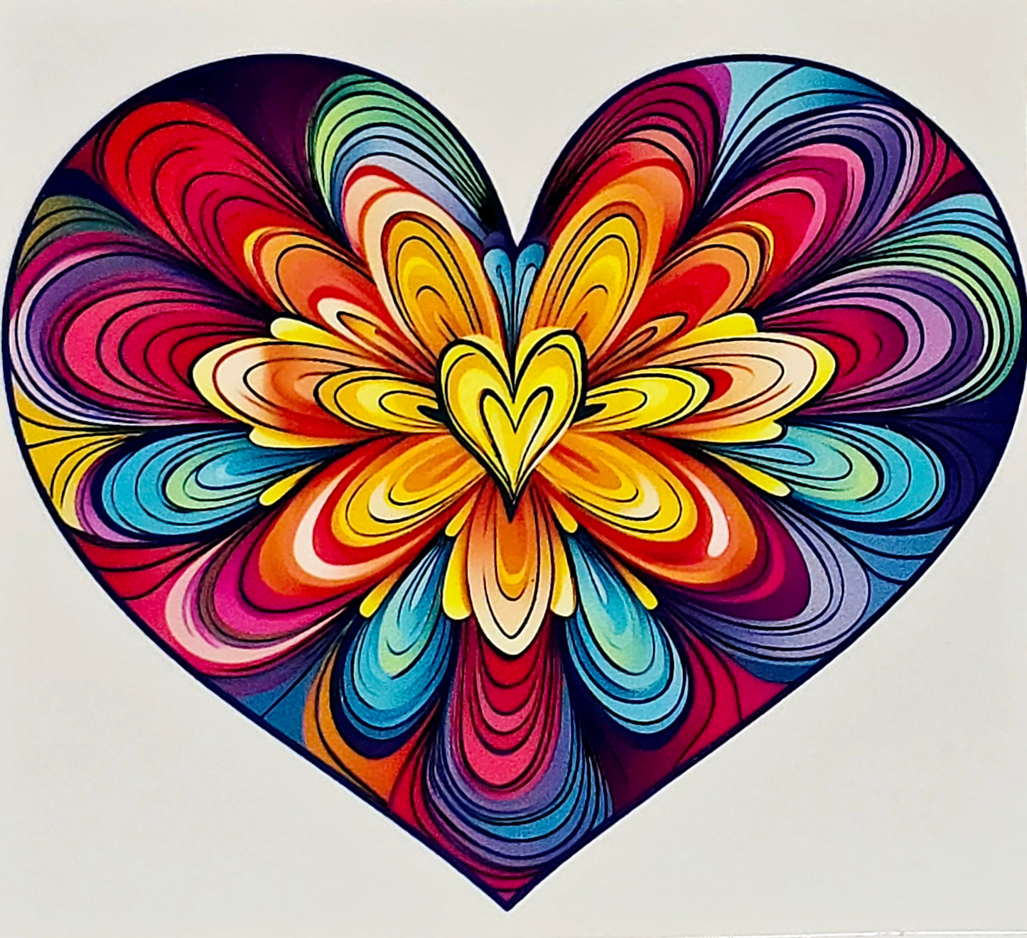 Artistic designs rainbow hearts medium clear UV DTF
